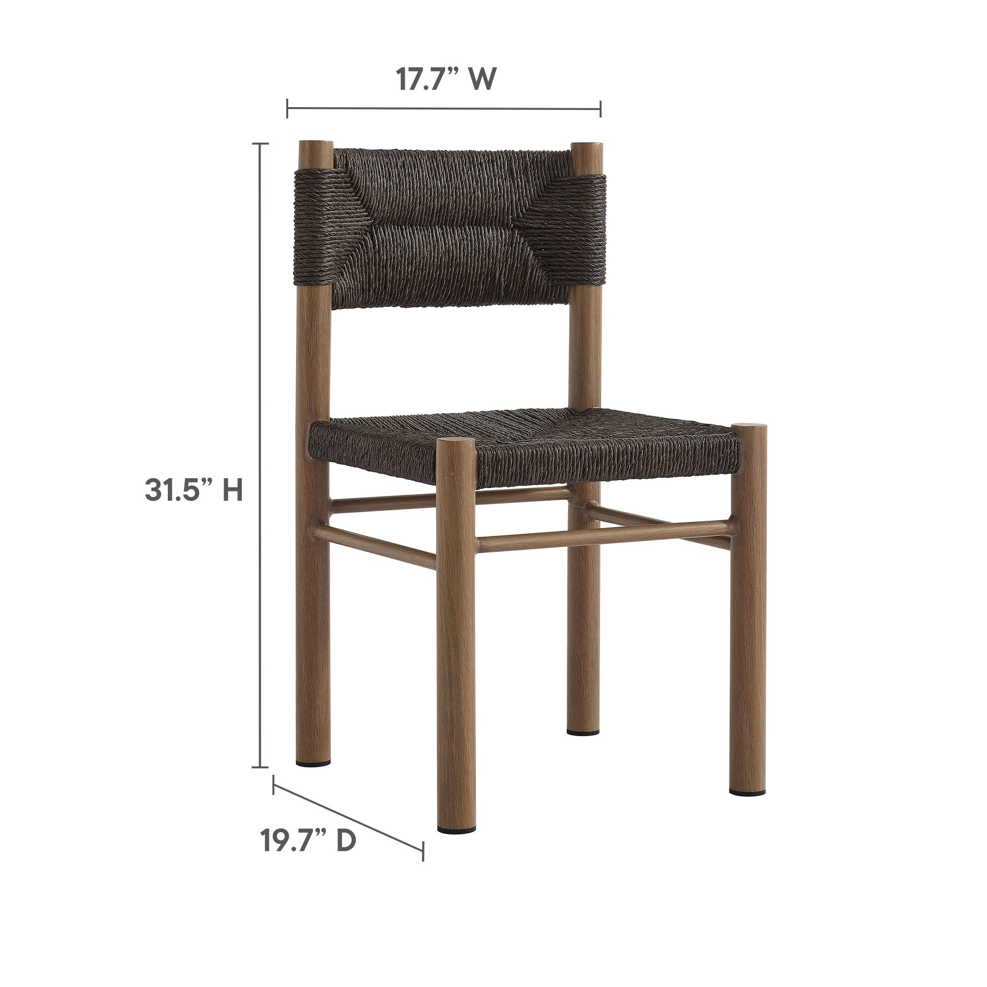 Modway Parkland Outdoor Patio Rattan and Aluminum Dining Side Chairs Set of 2