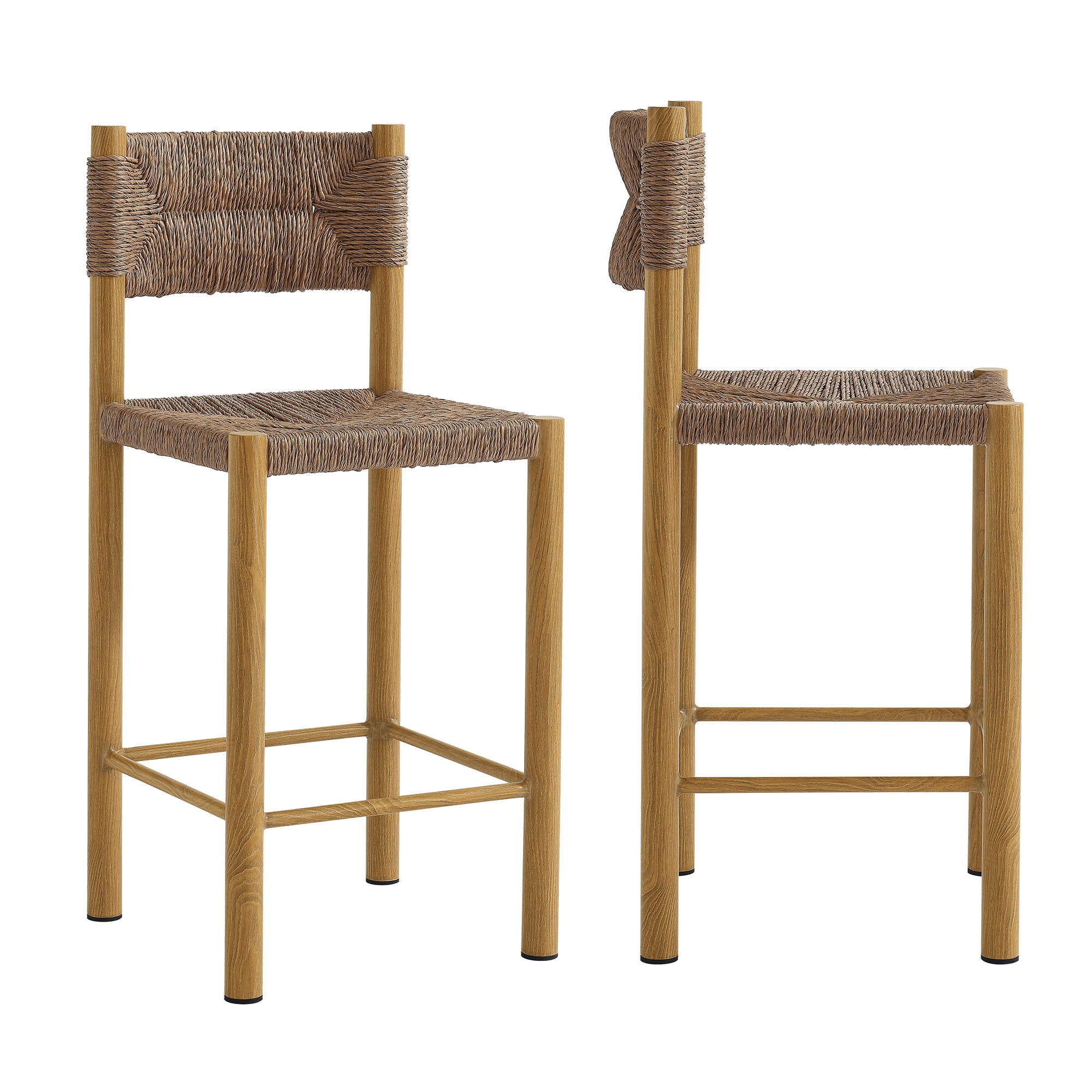 Modway Parkland Outdoor Patio Rattan and Aluminum Counter Stools Set of 2