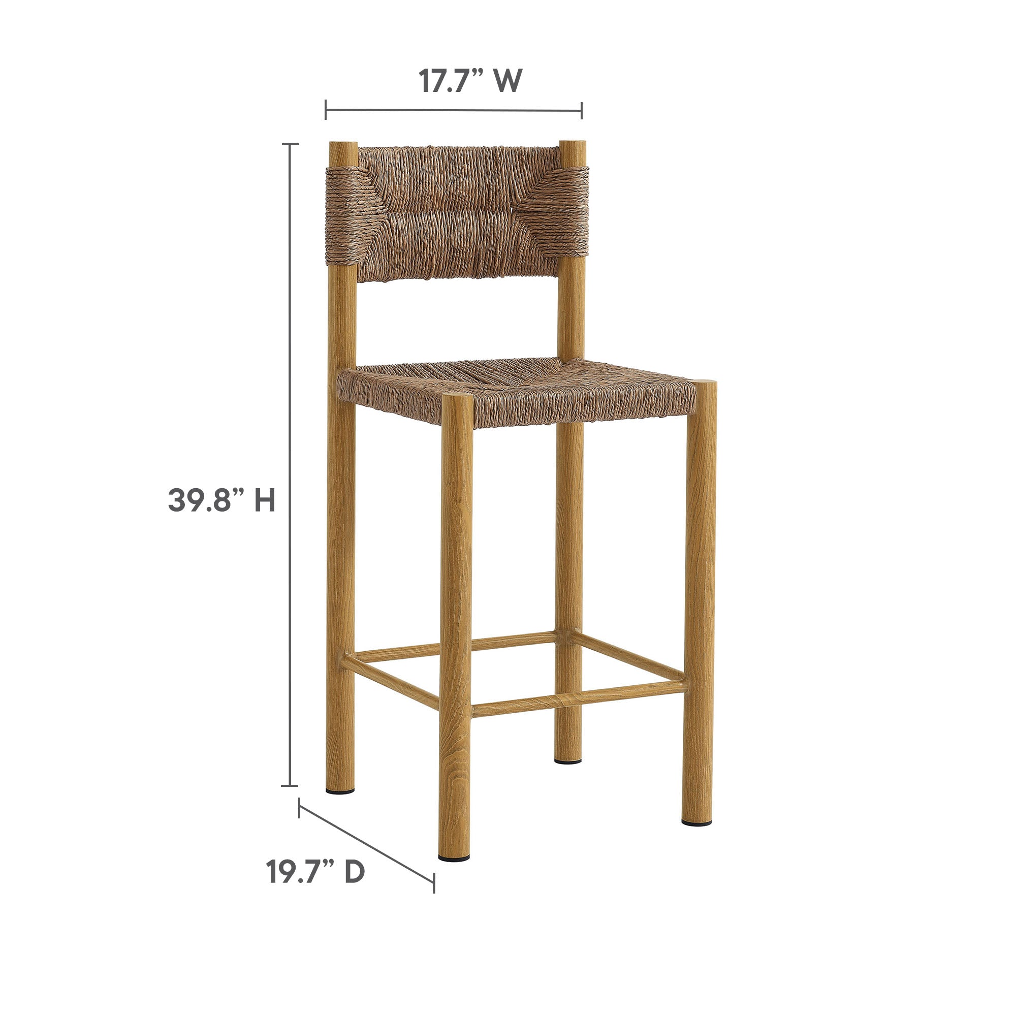 Modway Parkland Outdoor Patio Rattan and Aluminum Counter Stools Set of 2