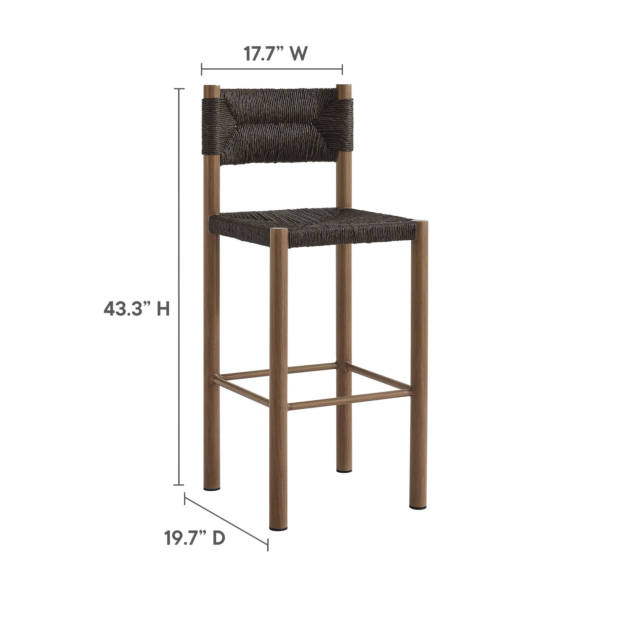 Modway Parkland Outdoor Patio Rattan and Aluminum Bar Stools Set of 2