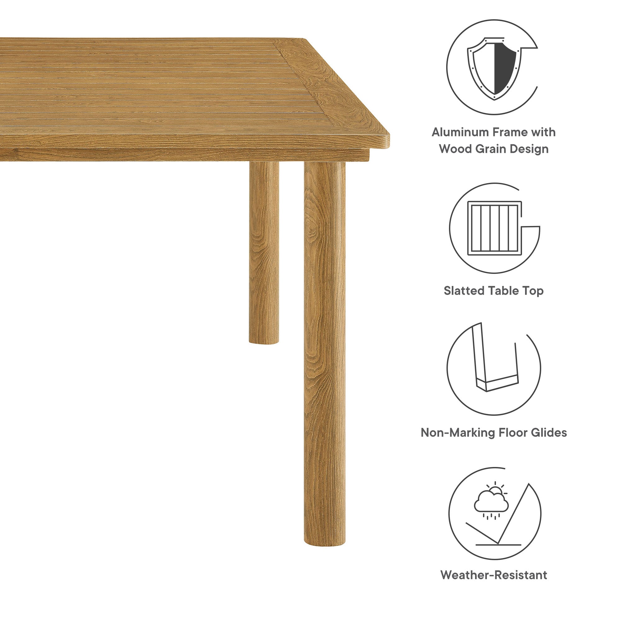 Modway Parkland 76" Outdoor Patio Aluminum Dining Table