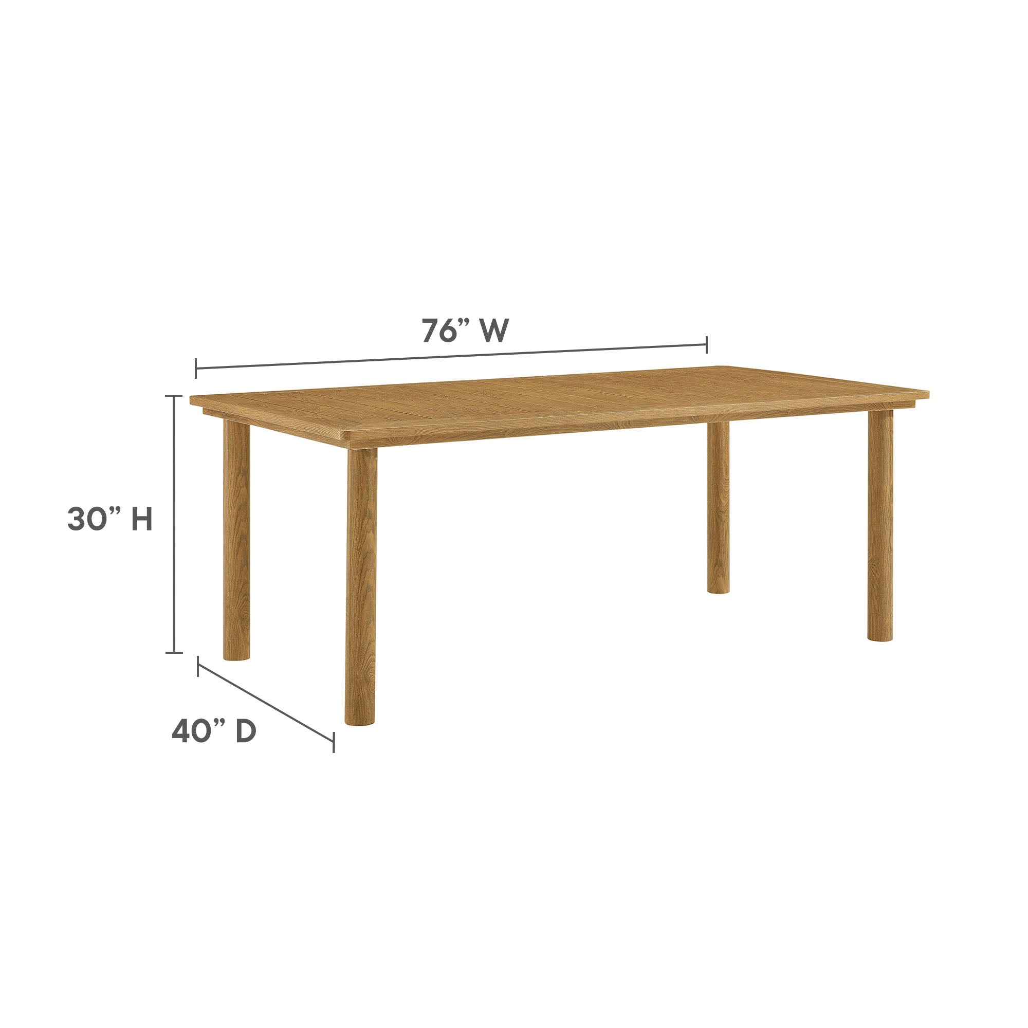 Modway Parkland 76" Outdoor Patio Aluminum Dining Table