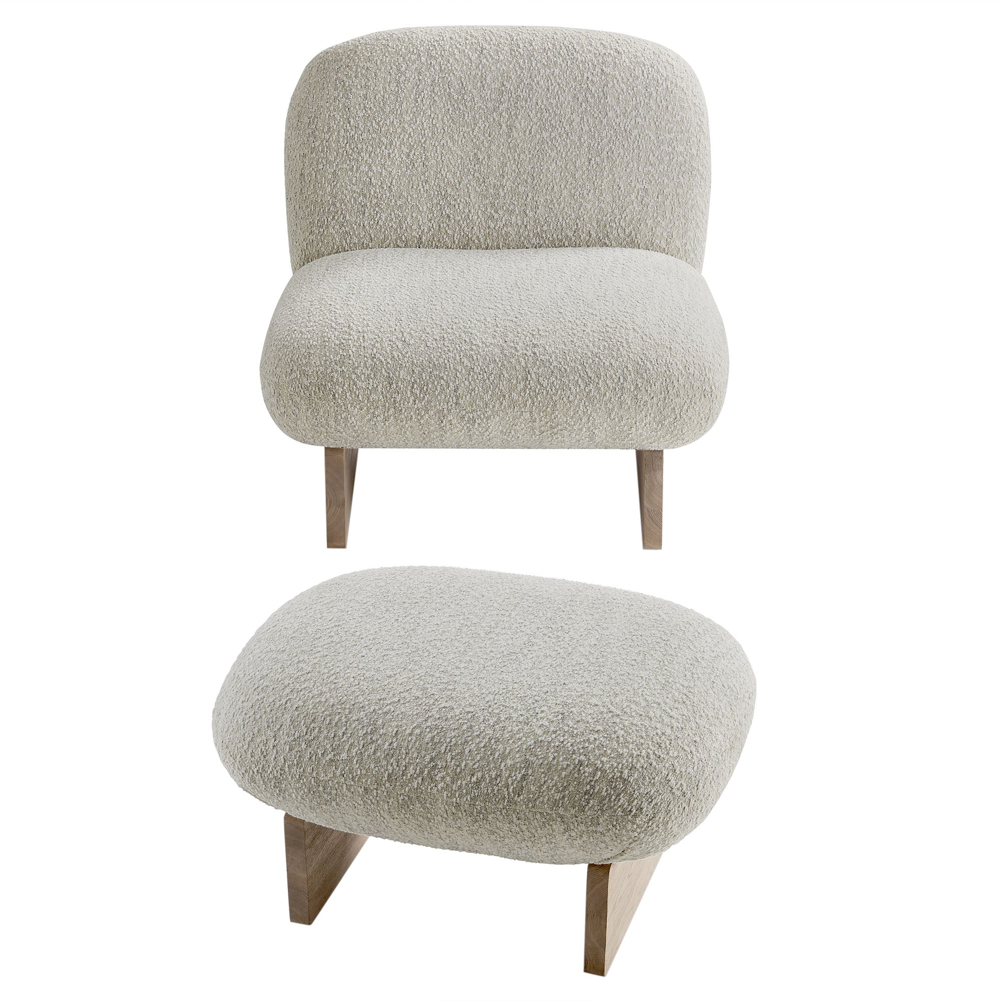 Modway Loyal Boucle Fabric Accent Chair and Ottoman Set
