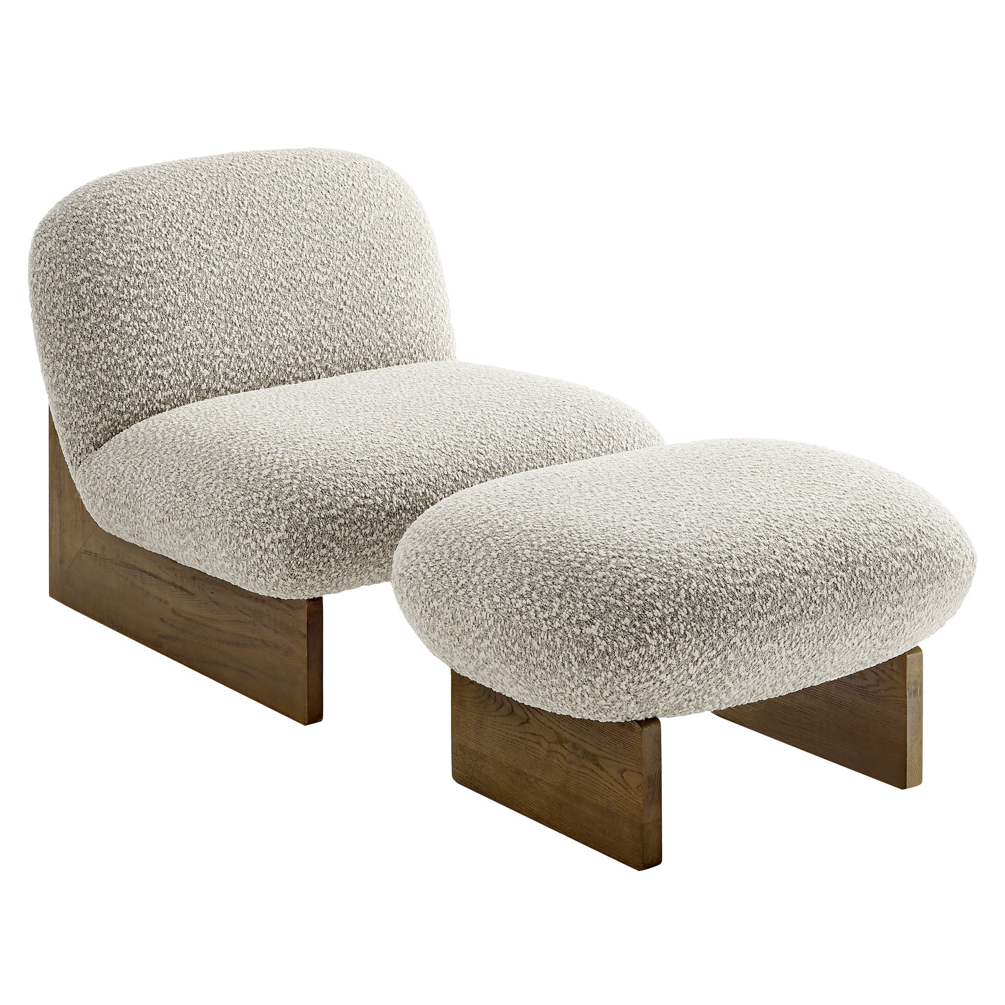 Modway Loyal Boucle Fabric Accent Chair and Ottoman Set