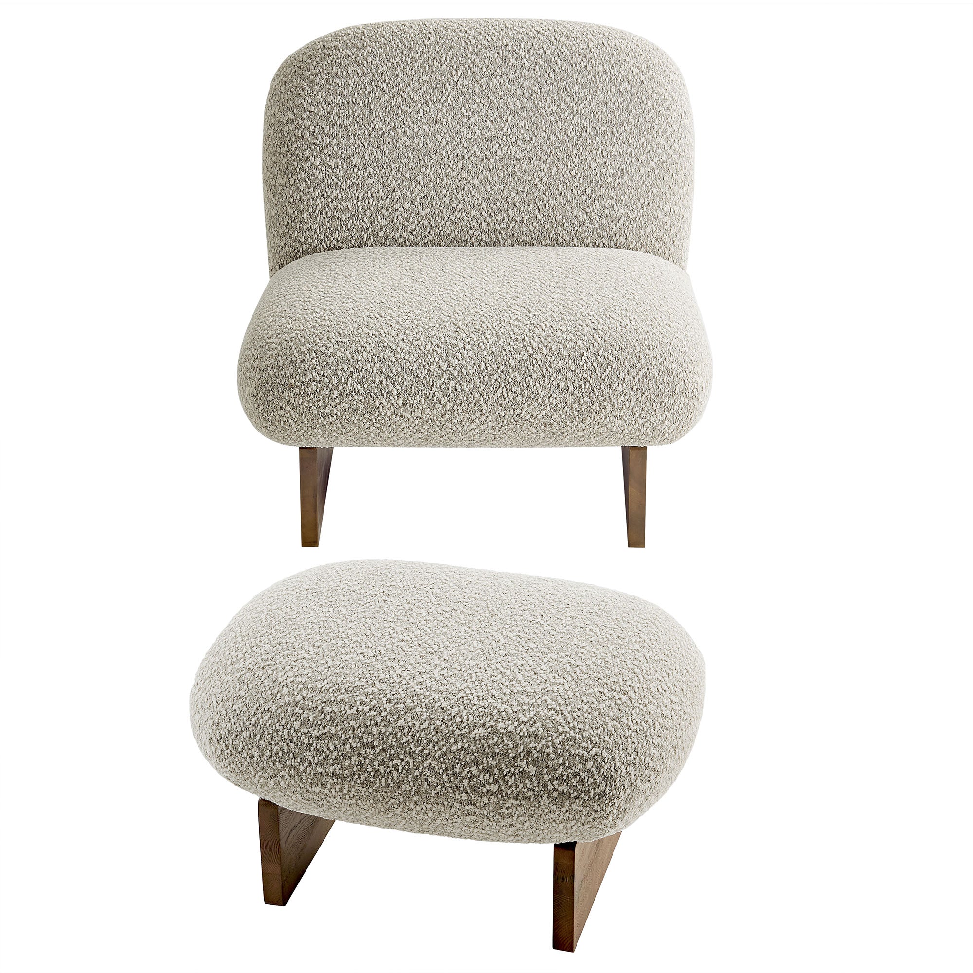 Modway Loyal Boucle Fabric Accent Chair and Ottoman Set