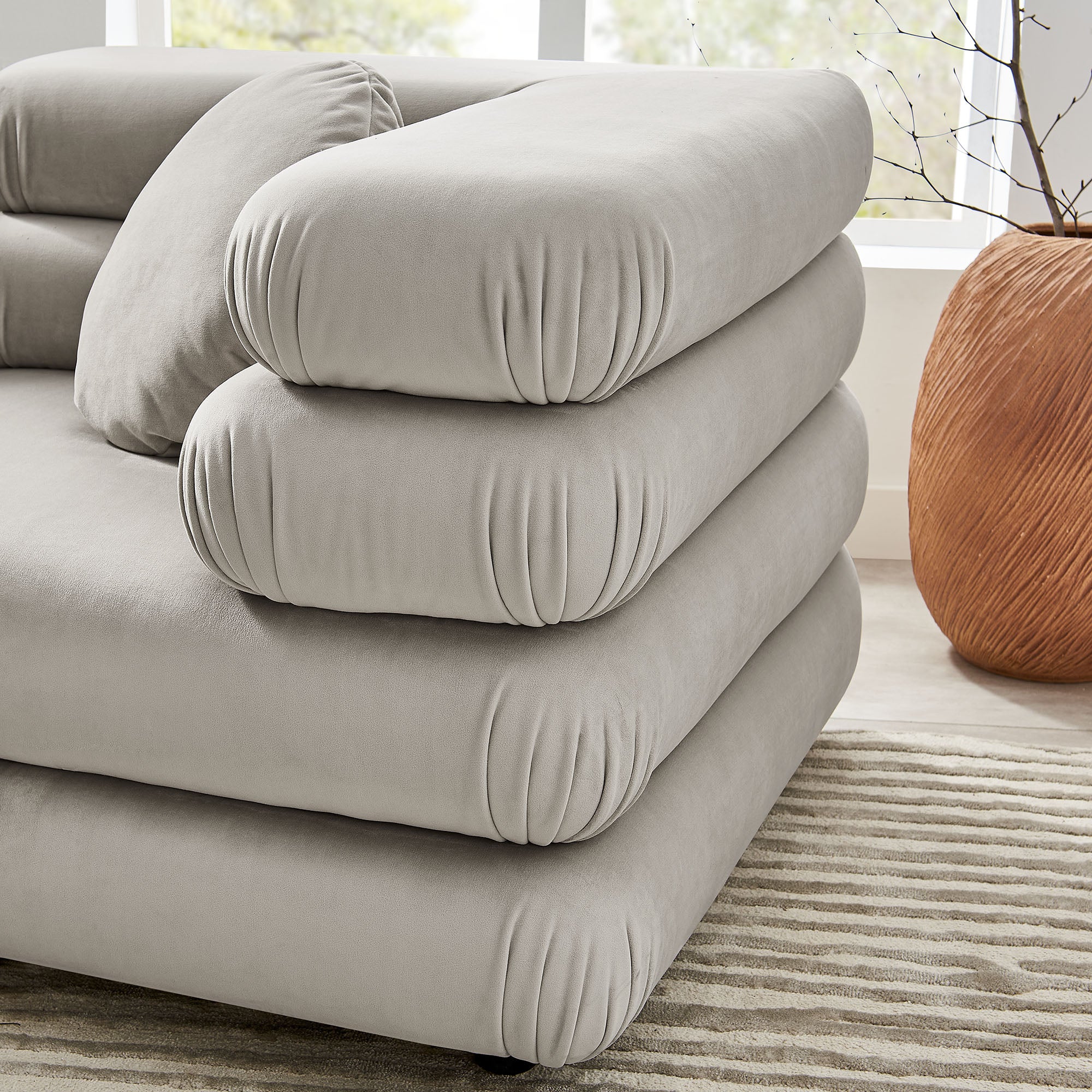 Modway Jubilee 3-Piece Modular Performance Velvet Sectional Sofa