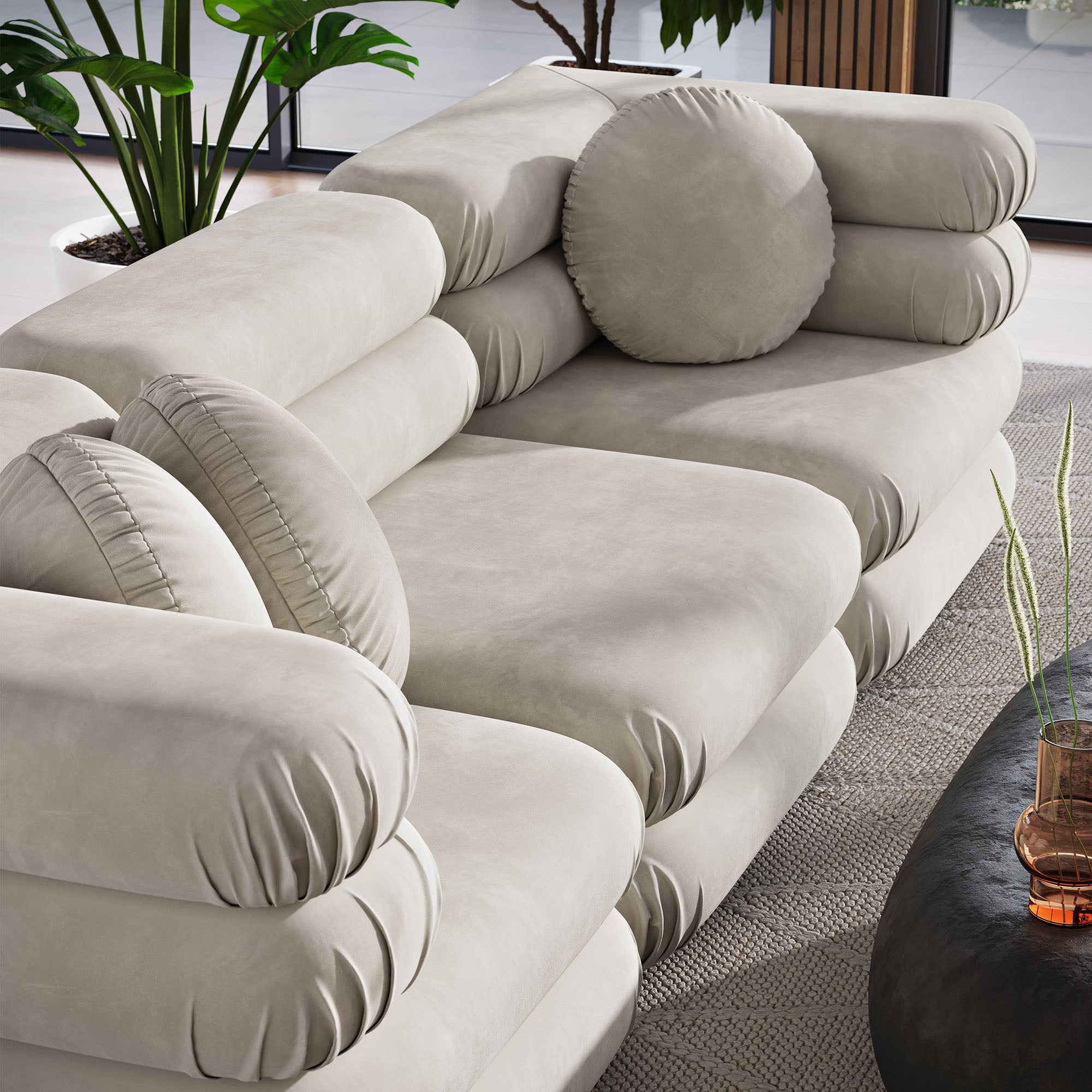 Modway Jubilee 3-Piece Modular Performance Velvet Sectional Sofa