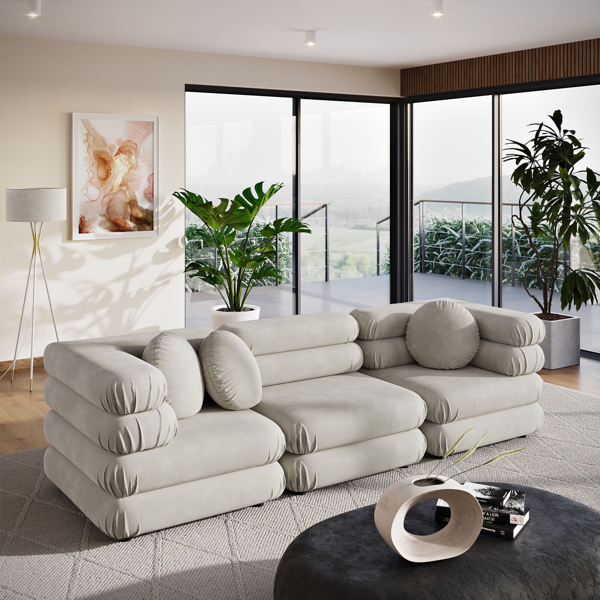 Modway Jubilee 3-Piece Modular Performance Velvet Sectional Sofa