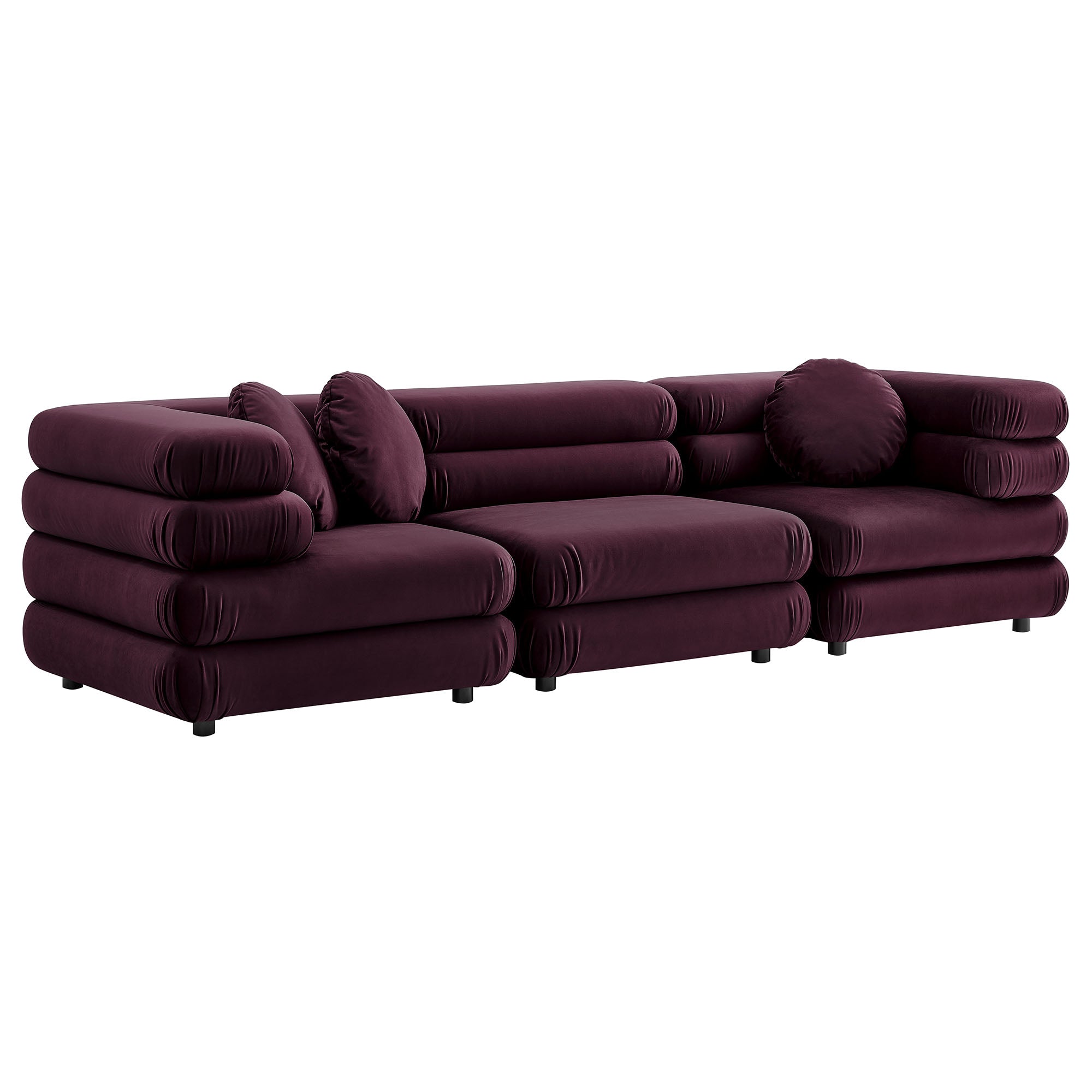 Modway Jubilee 3-Piece Modular Performance Velvet Sectional Sofa