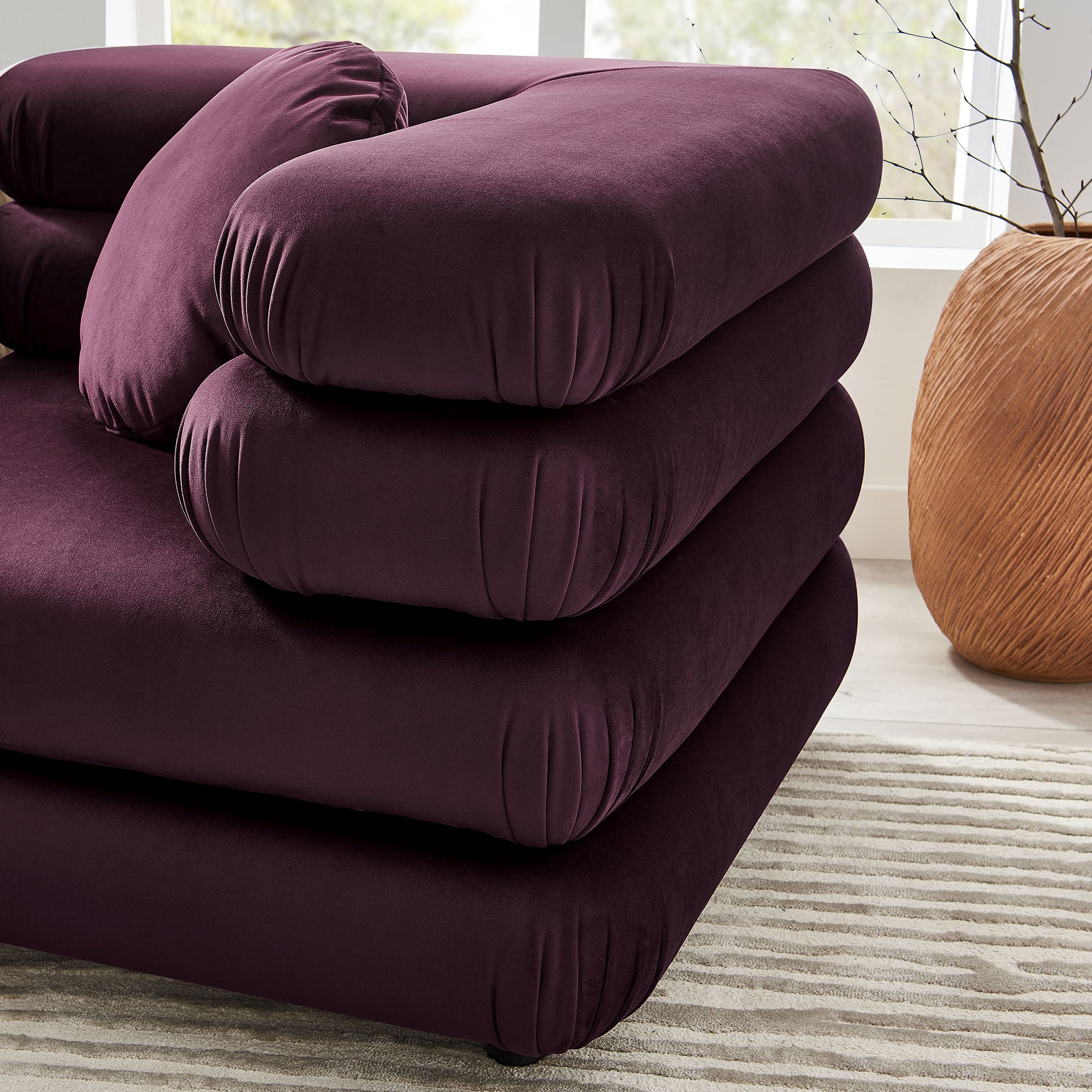 Modway Jubilee 3-Piece Modular Performance Velvet Sectional Sofa