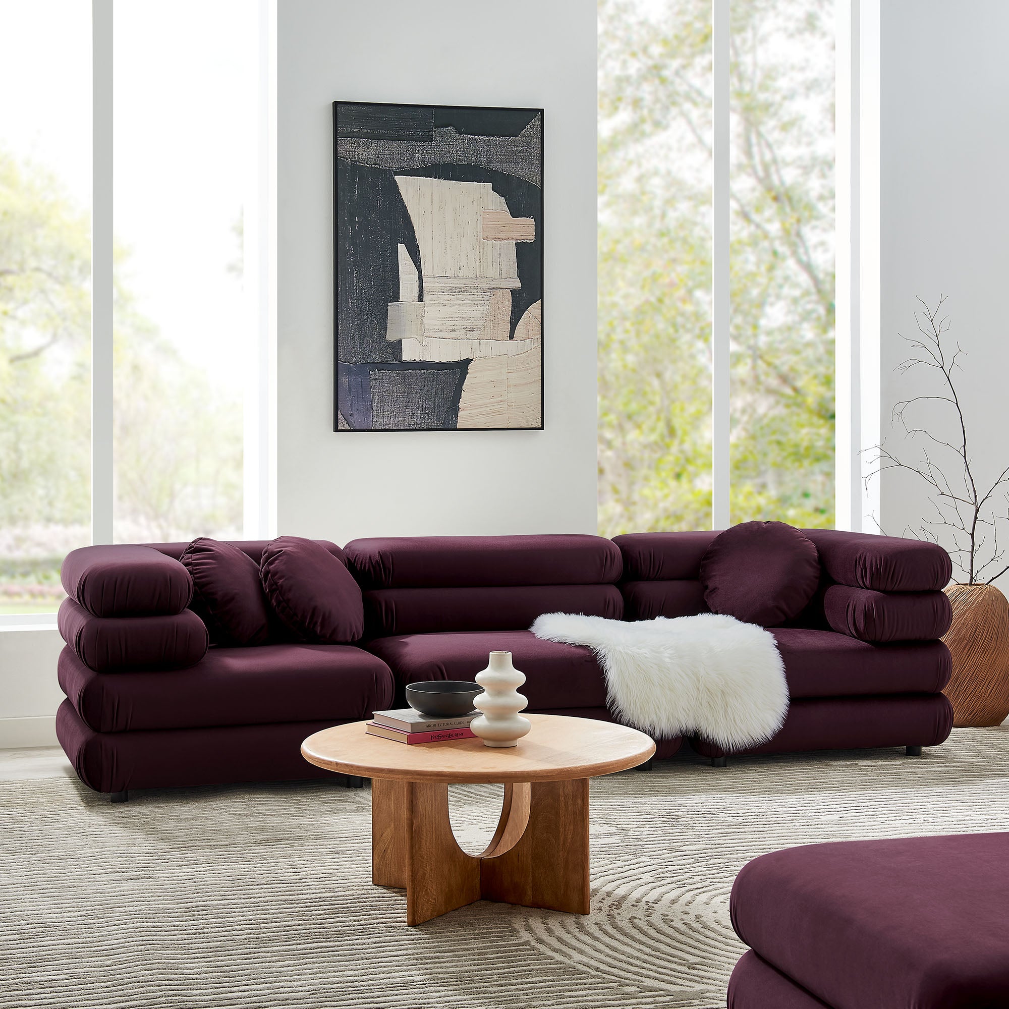 Modway Jubilee 3-Piece Modular Performance Velvet Sectional Sofa