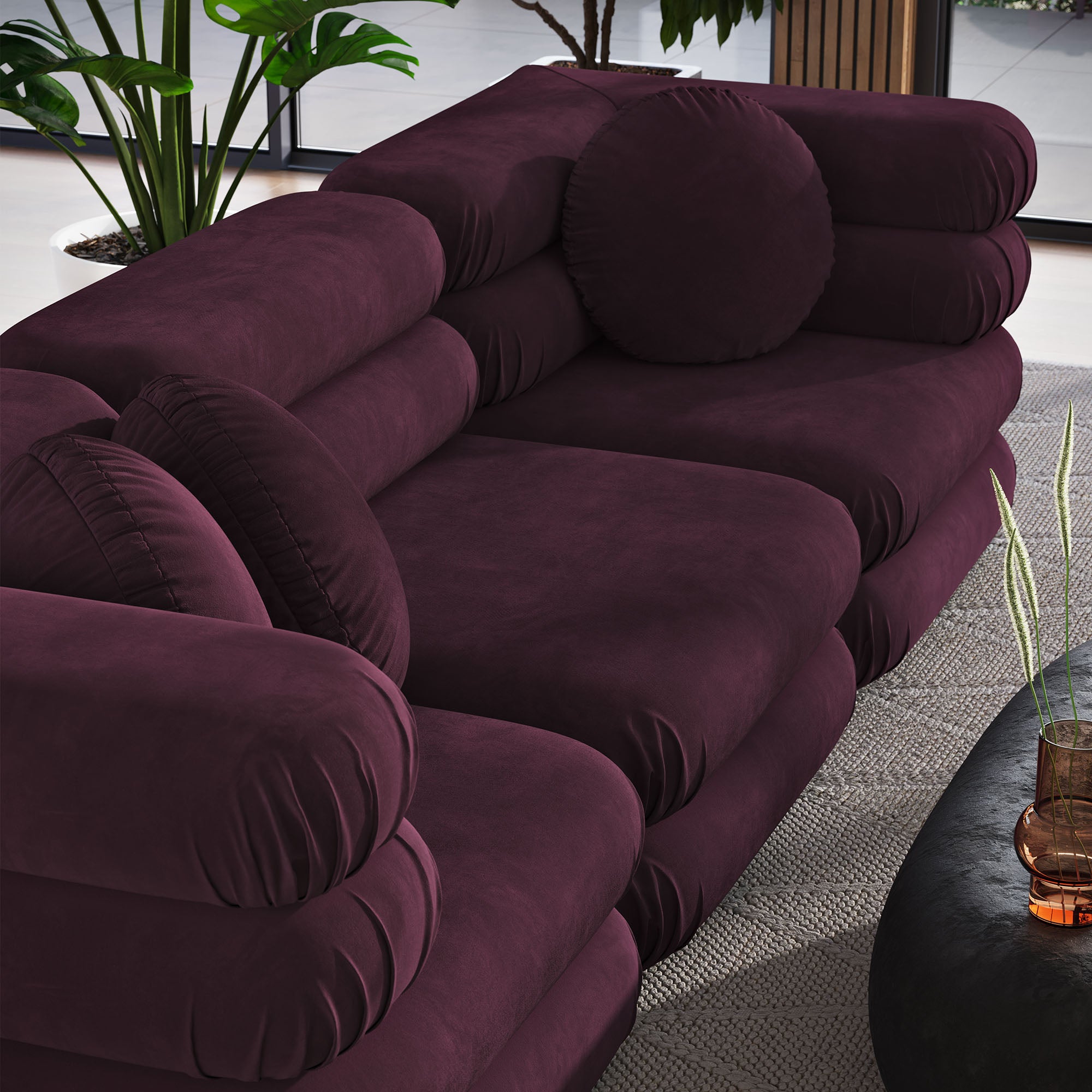 Modway Jubilee 3-Piece Modular Performance Velvet Sectional Sofa