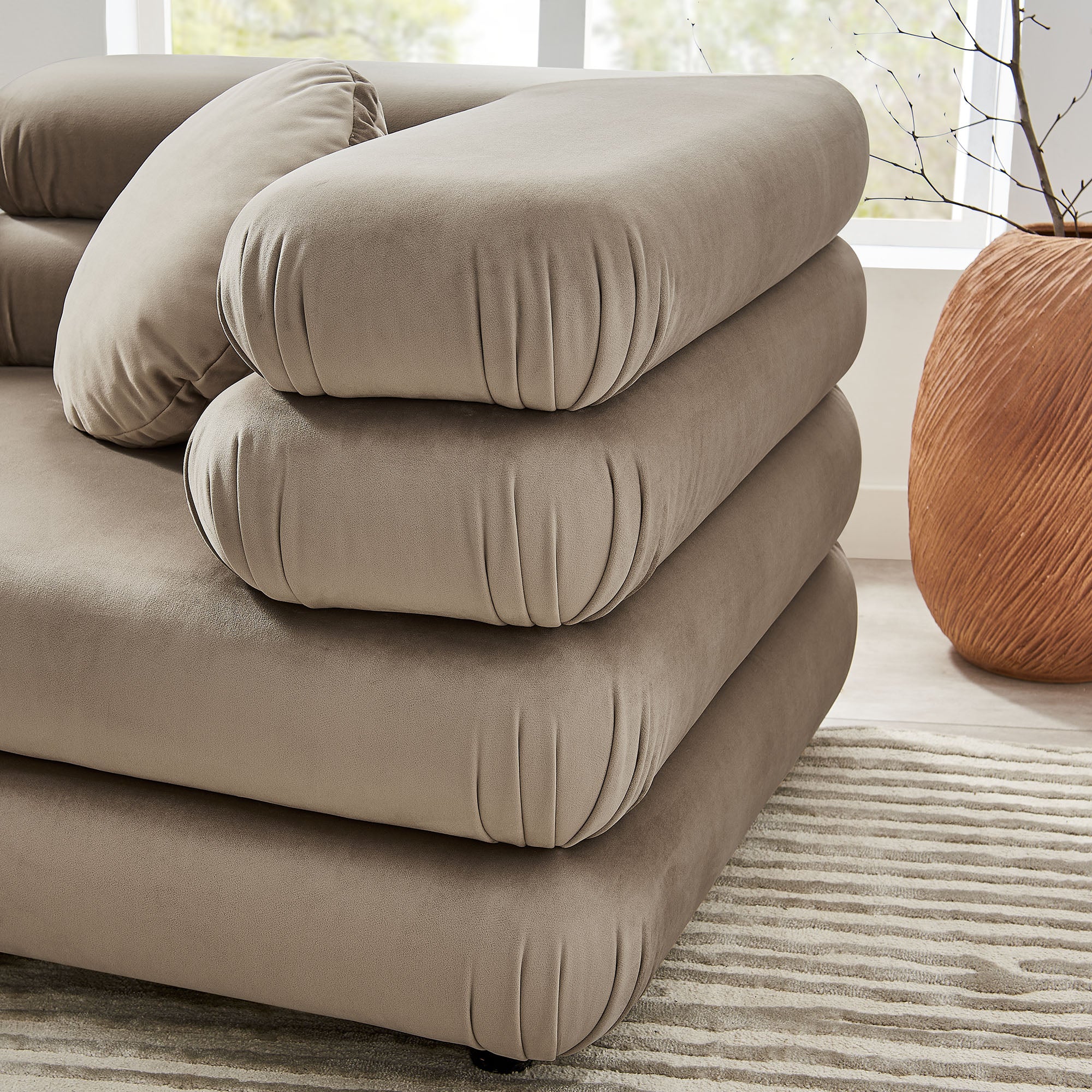 Modway Jubilee 3-Piece Modular Performance Velvet Sectional Sofa