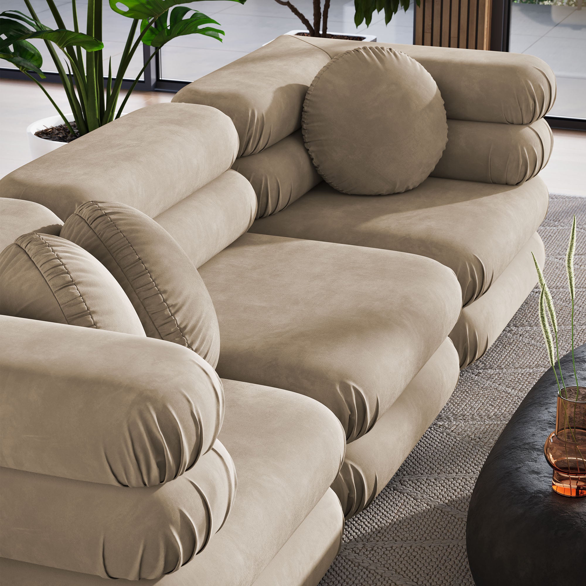 Modway Jubilee 3-Piece Modular Performance Velvet Sectional Sofa