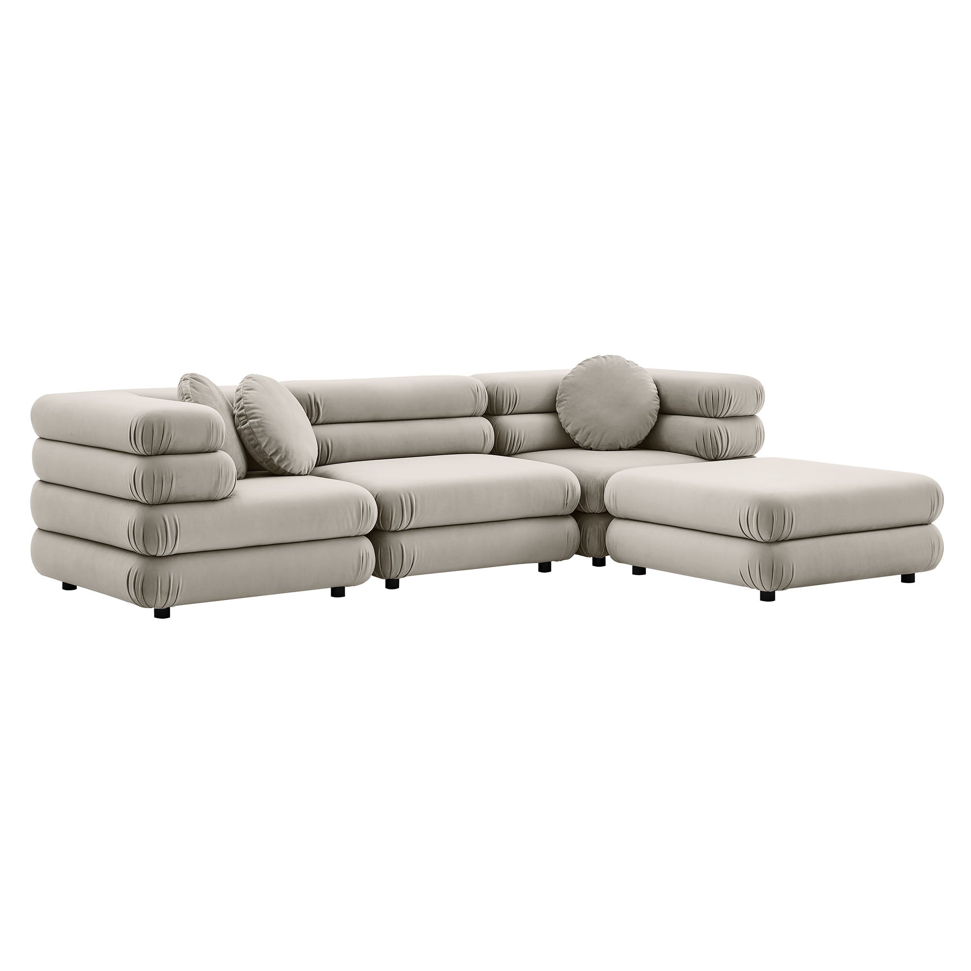 Modway Jubilee 4-Piece Modular Performance Velvet Sectional Sofa