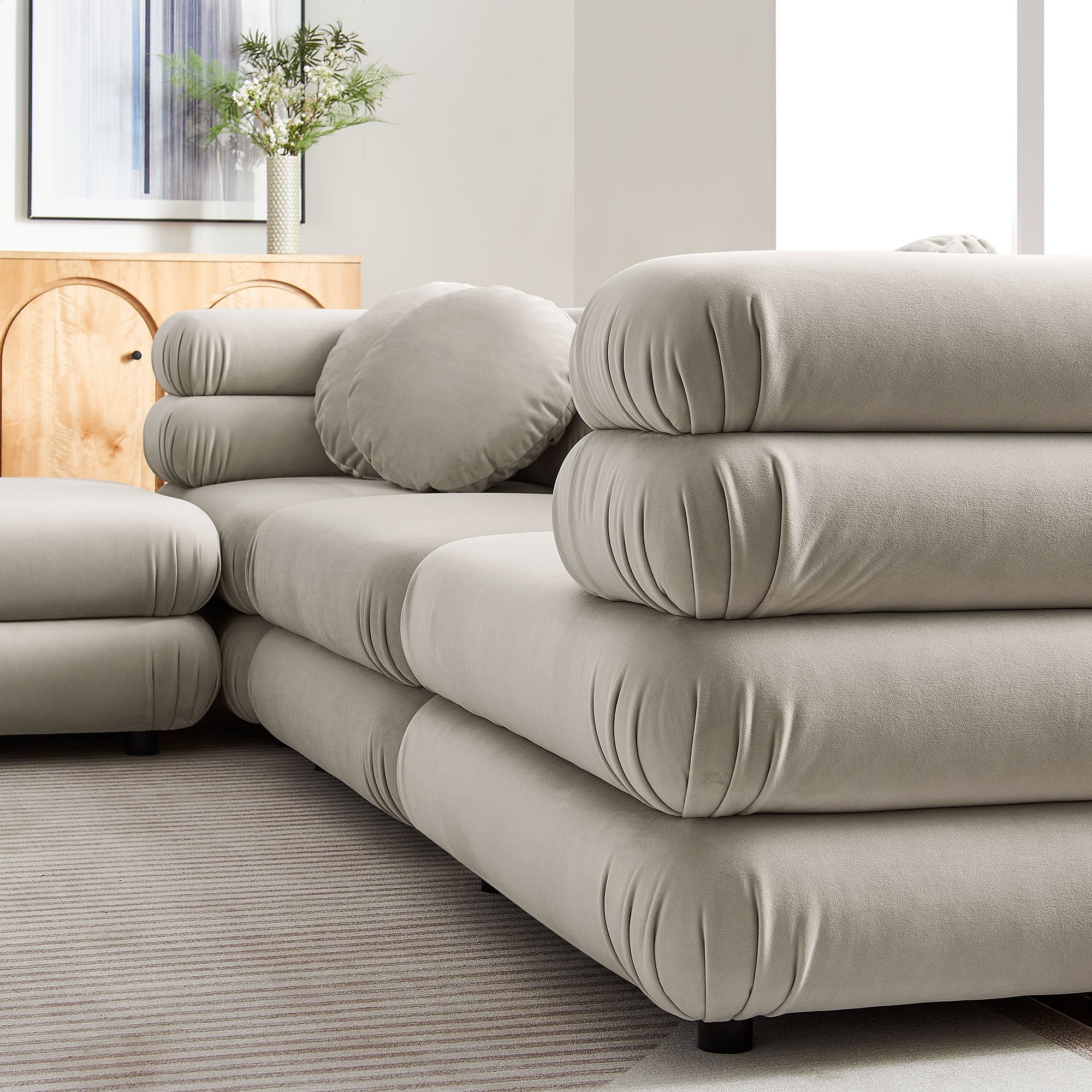 Modway Jubilee 4-Piece Modular Performance Velvet Sectional Sofa