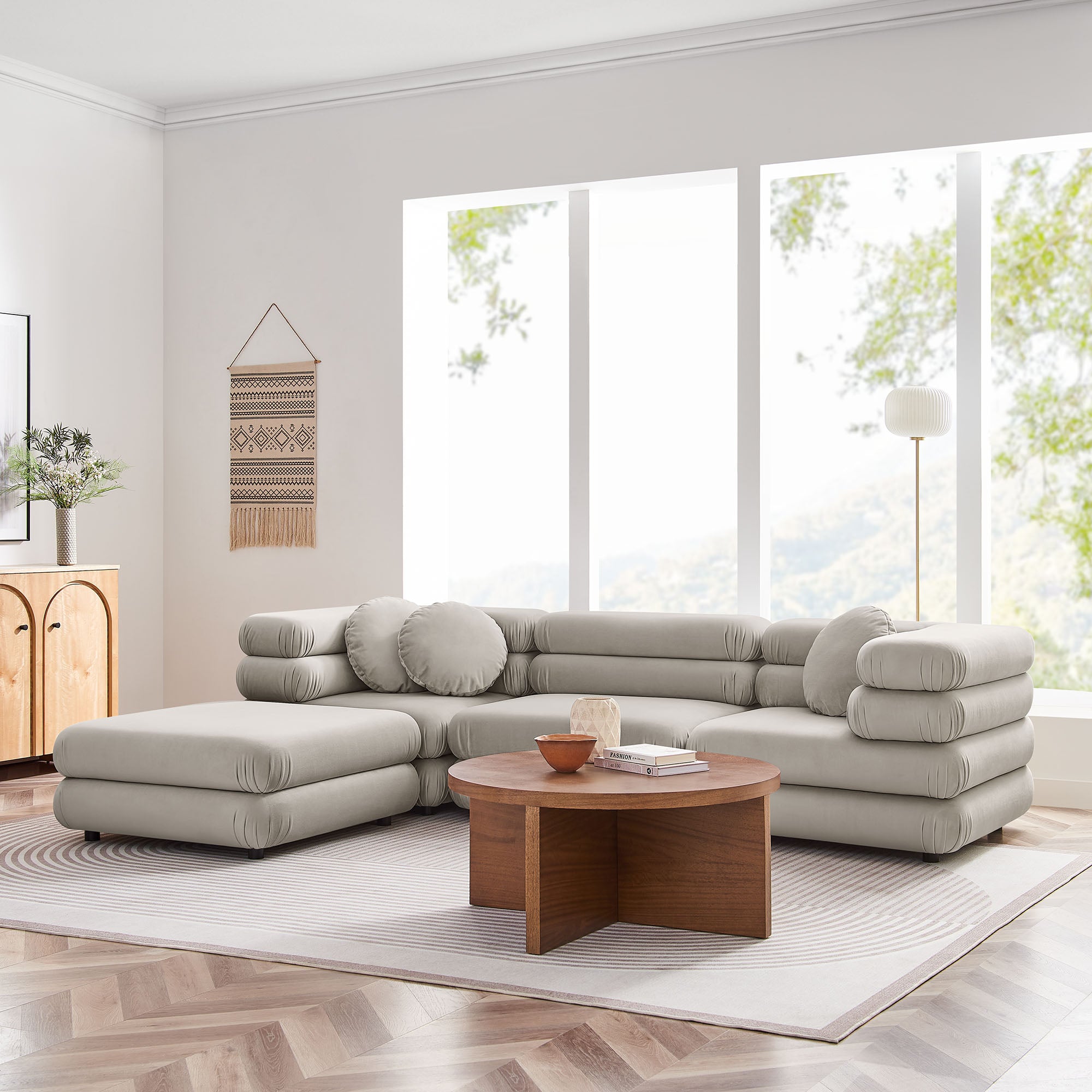 Modway Jubilee 4-Piece Modular Performance Velvet Sectional Sofa