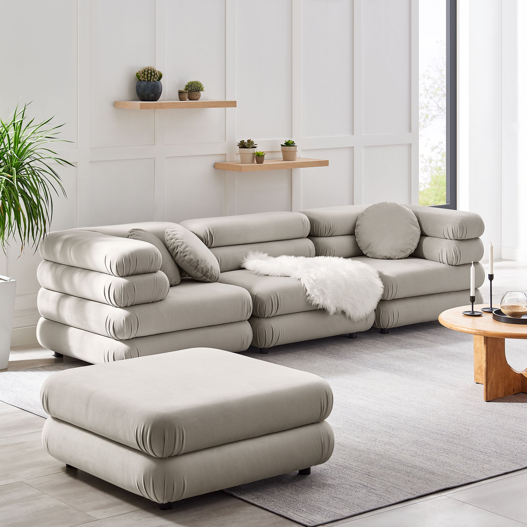 Modway Jubilee 4-Piece Modular Performance Velvet Sectional Sofa