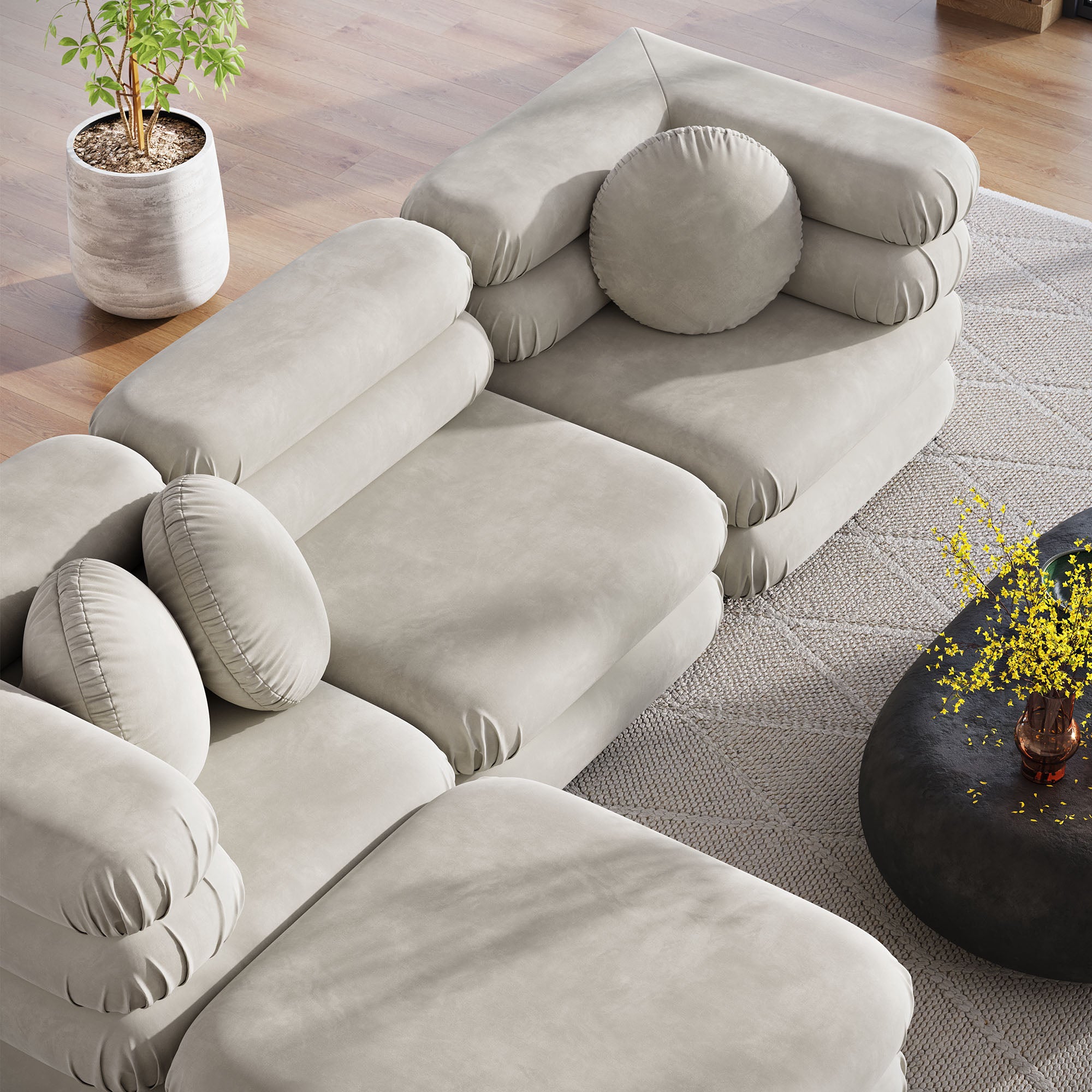 Modway Jubilee 4-Piece Modular Performance Velvet Sectional Sofa