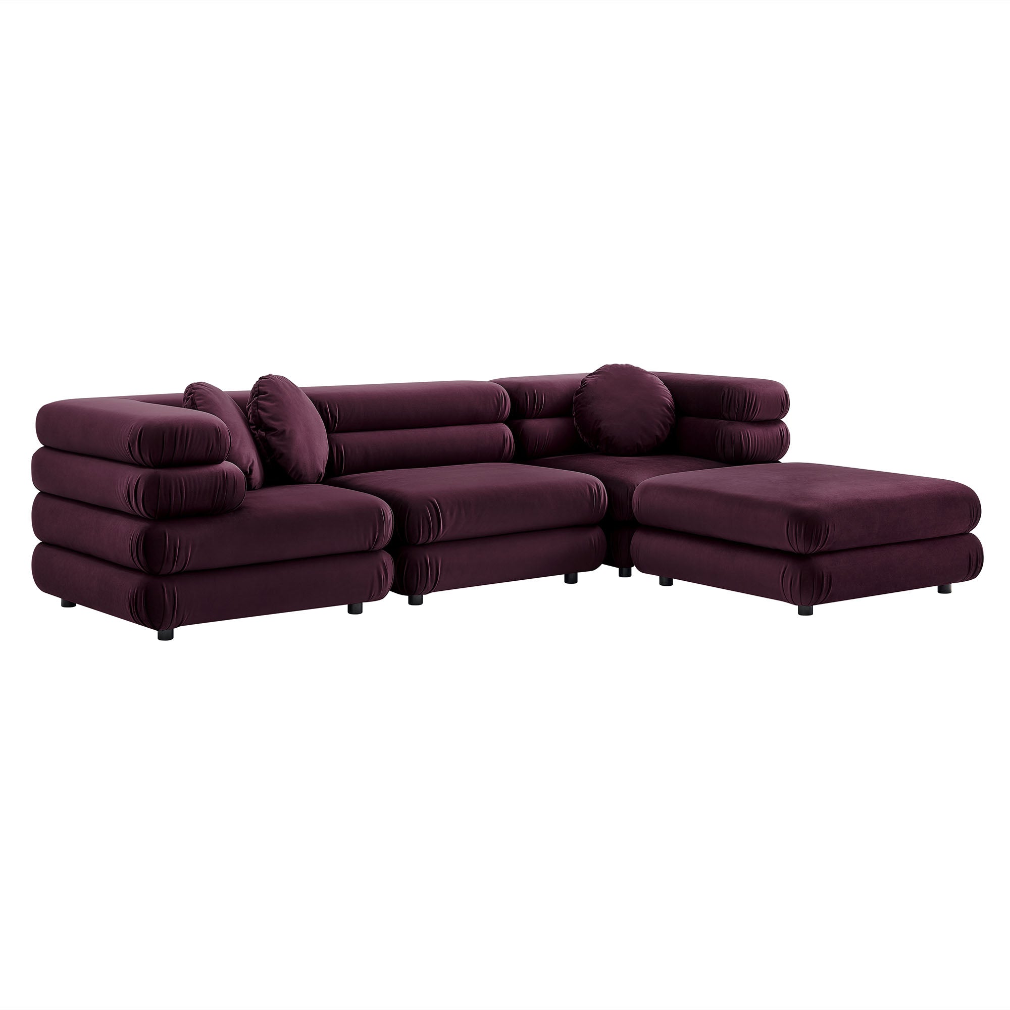 Modway Jubilee 4-Piece Modular Performance Velvet Sectional Sofa