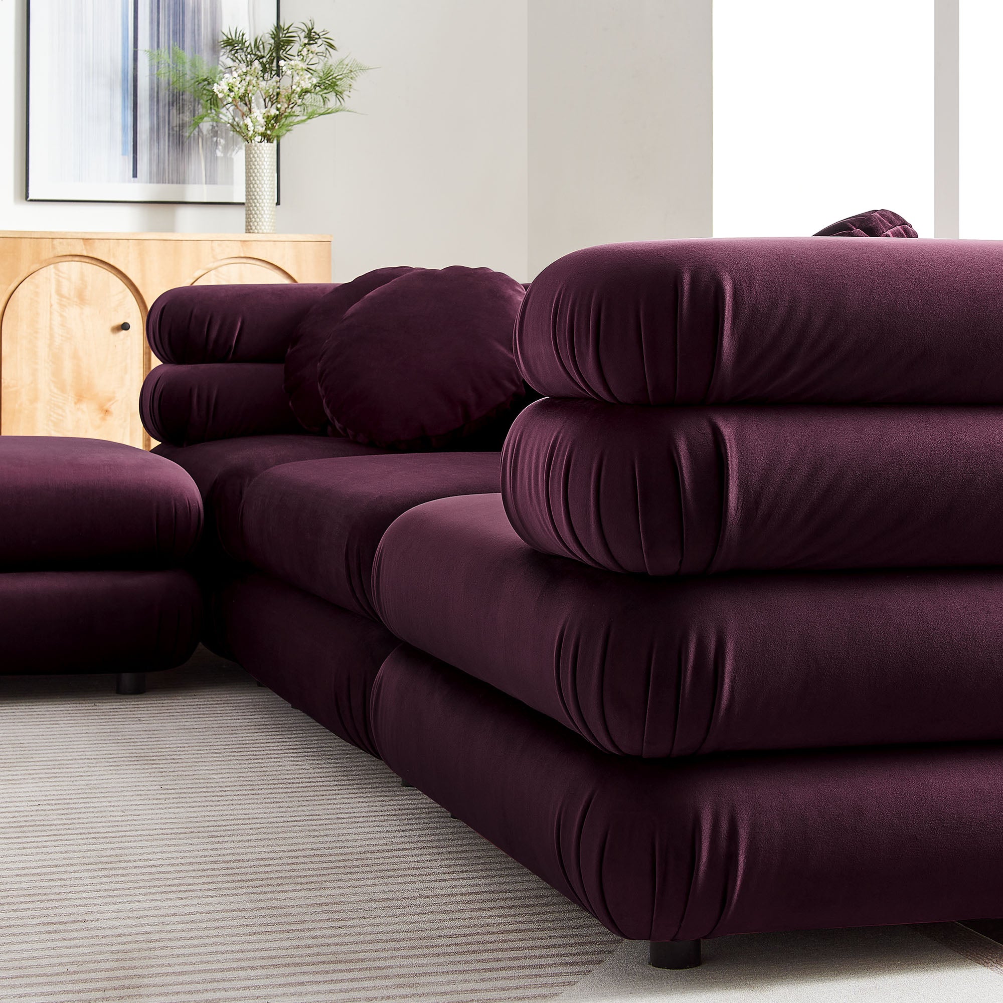 Modway Jubilee 4-Piece Modular Performance Velvet Sectional Sofa