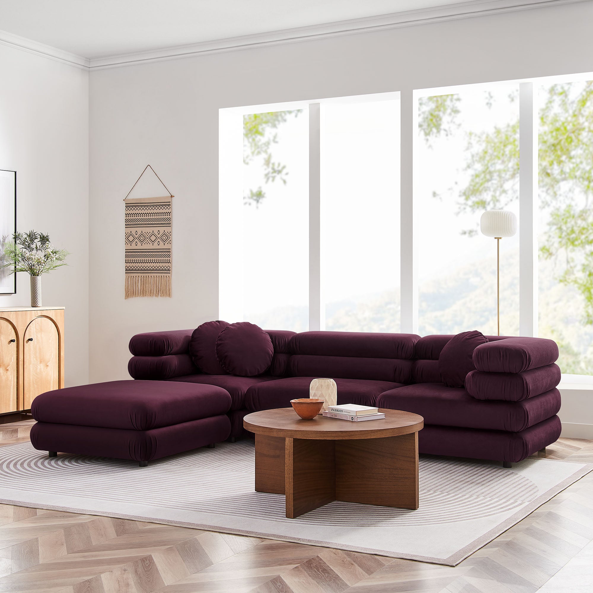 Modway Jubilee 4-Piece Modular Performance Velvet Sectional Sofa