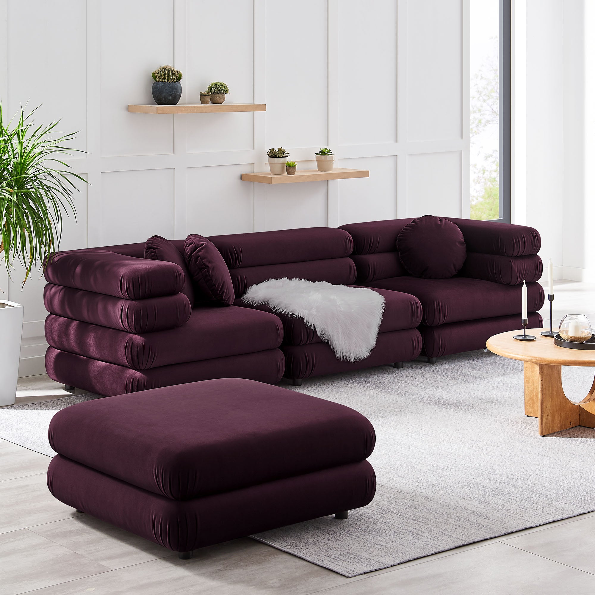Modway Jubilee 4-Piece Modular Performance Velvet Sectional Sofa