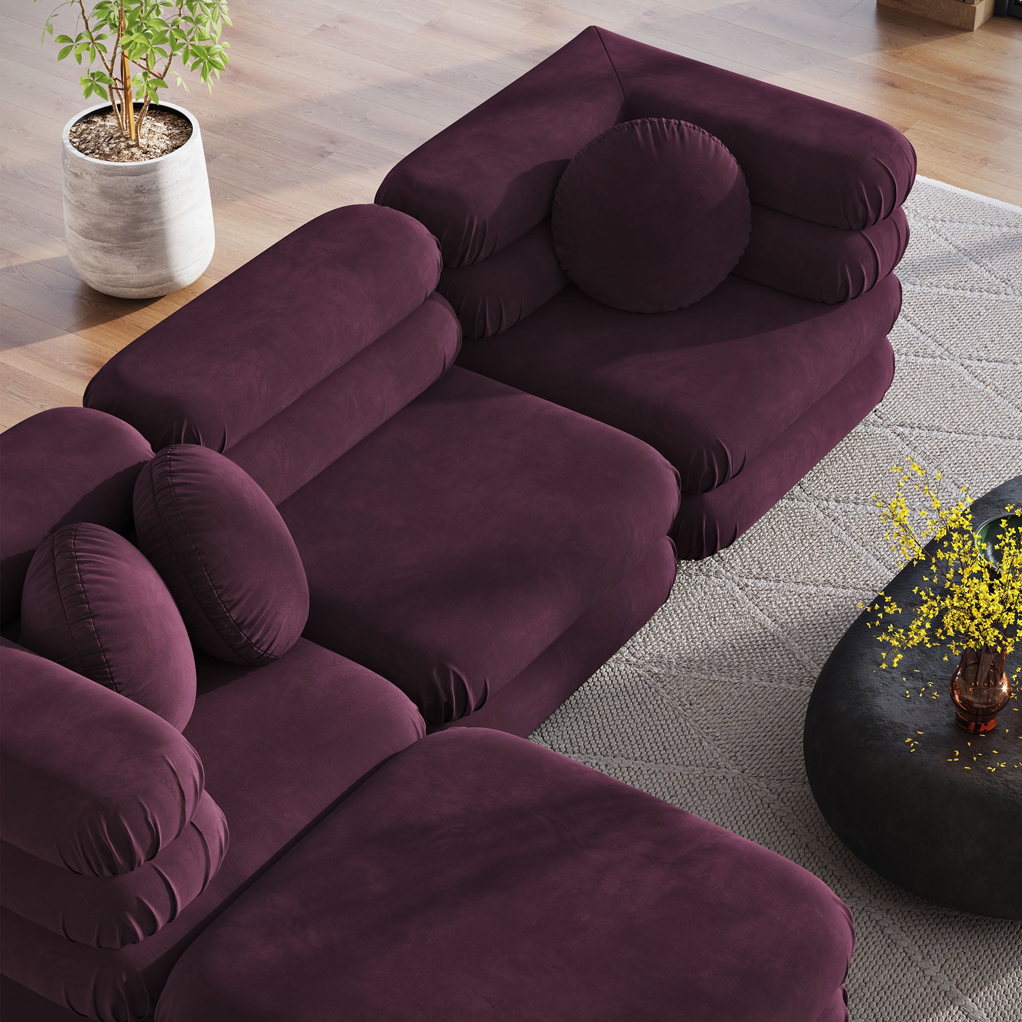 Modway Jubilee 4-Piece Modular Performance Velvet Sectional Sofa
