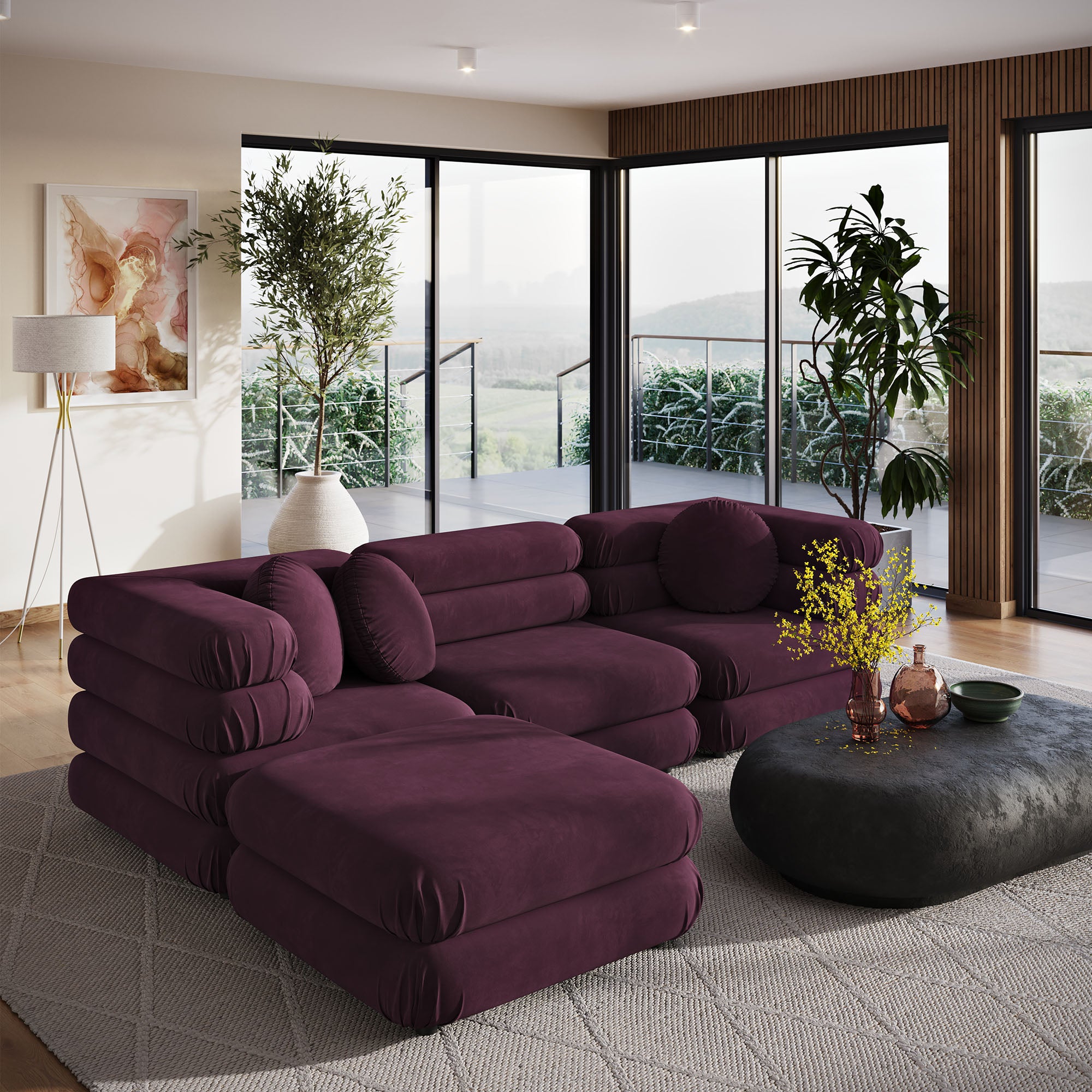 Modway Jubilee 4-Piece Modular Performance Velvet Sectional Sofa