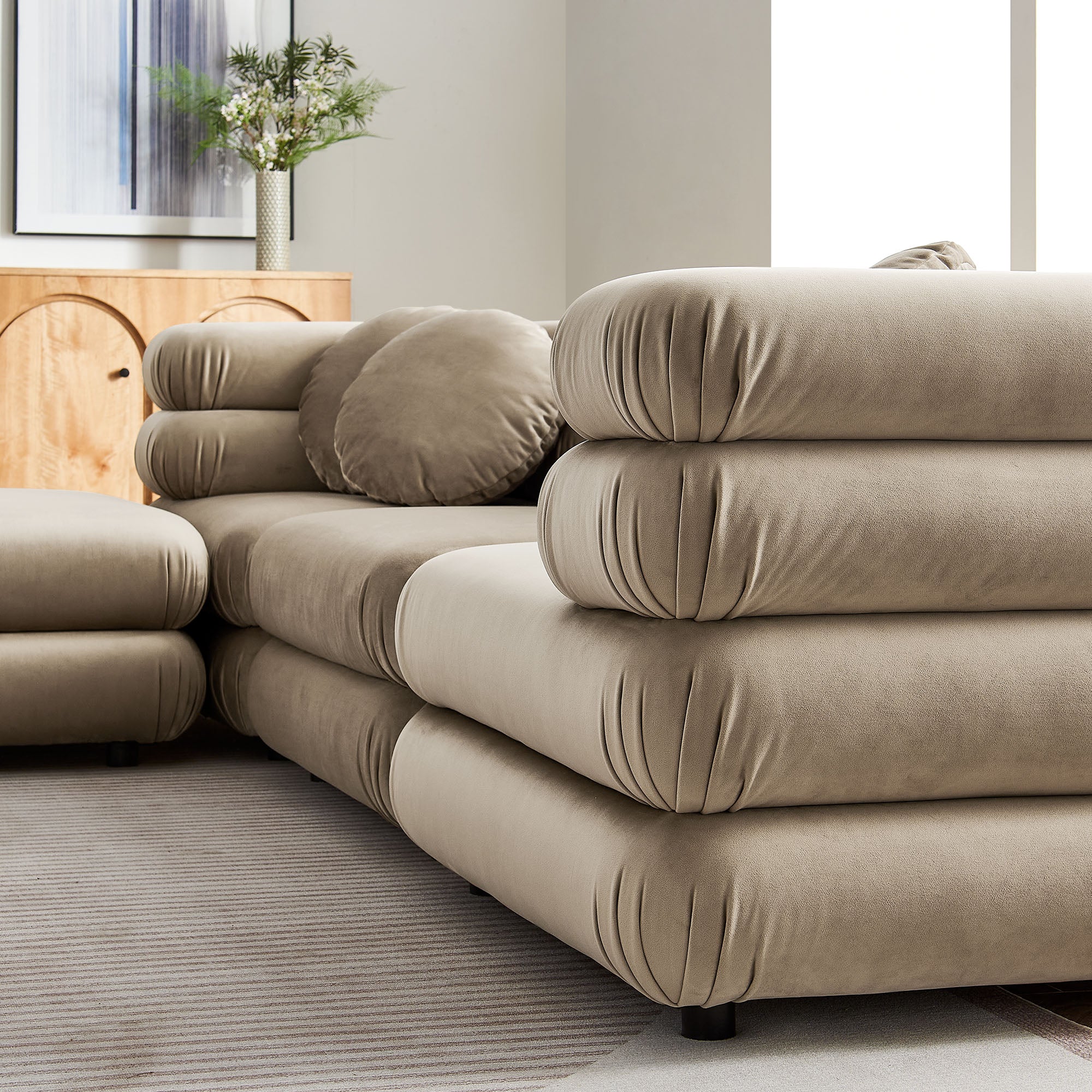Modway Jubilee 4-Piece Modular Performance Velvet Sectional Sofa