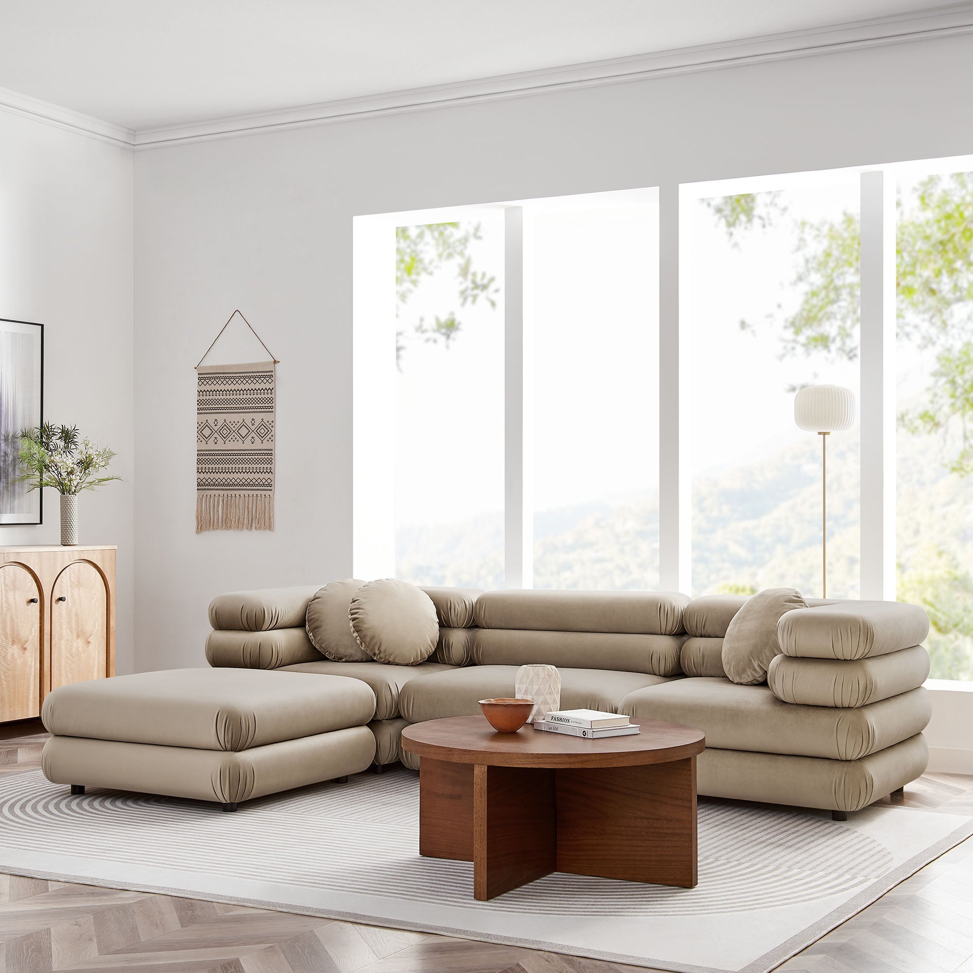 Modway Jubilee 4-Piece Modular Performance Velvet Sectional Sofa