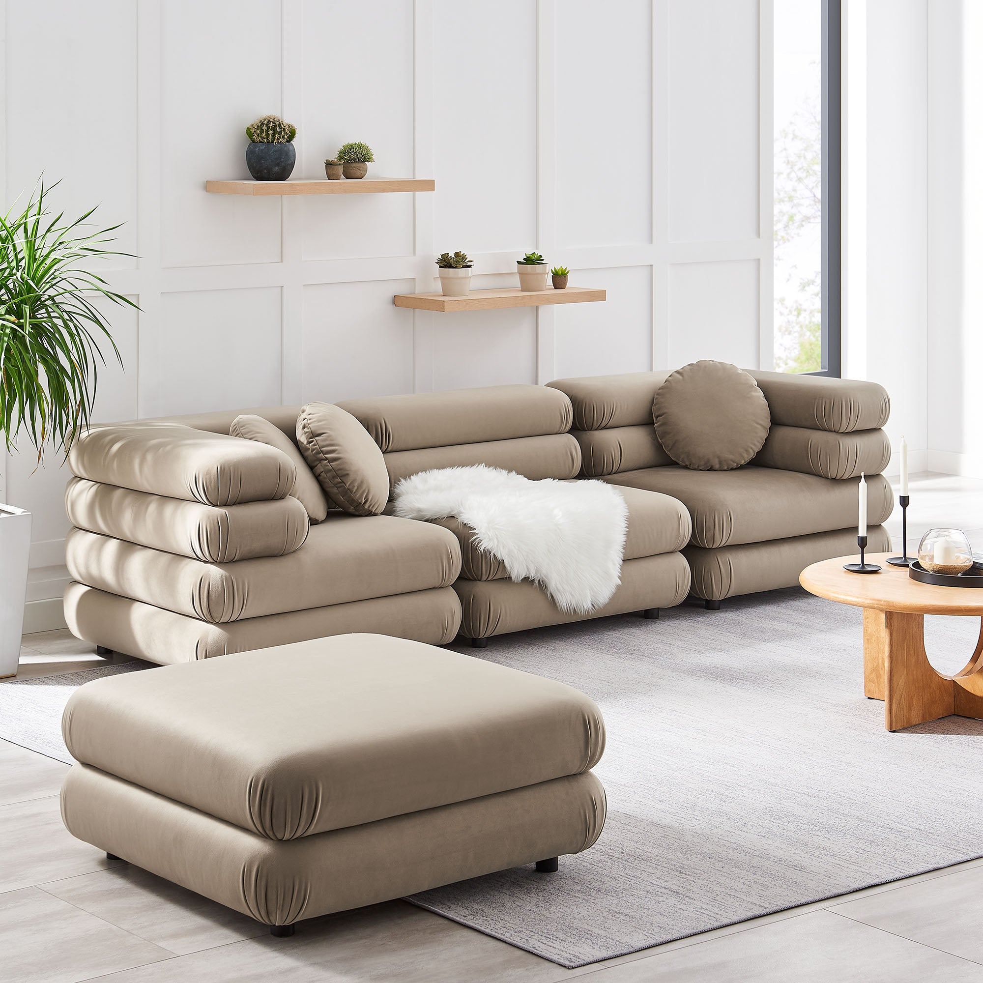 Modway Jubilee 4-Piece Modular Performance Velvet Sectional Sofa
