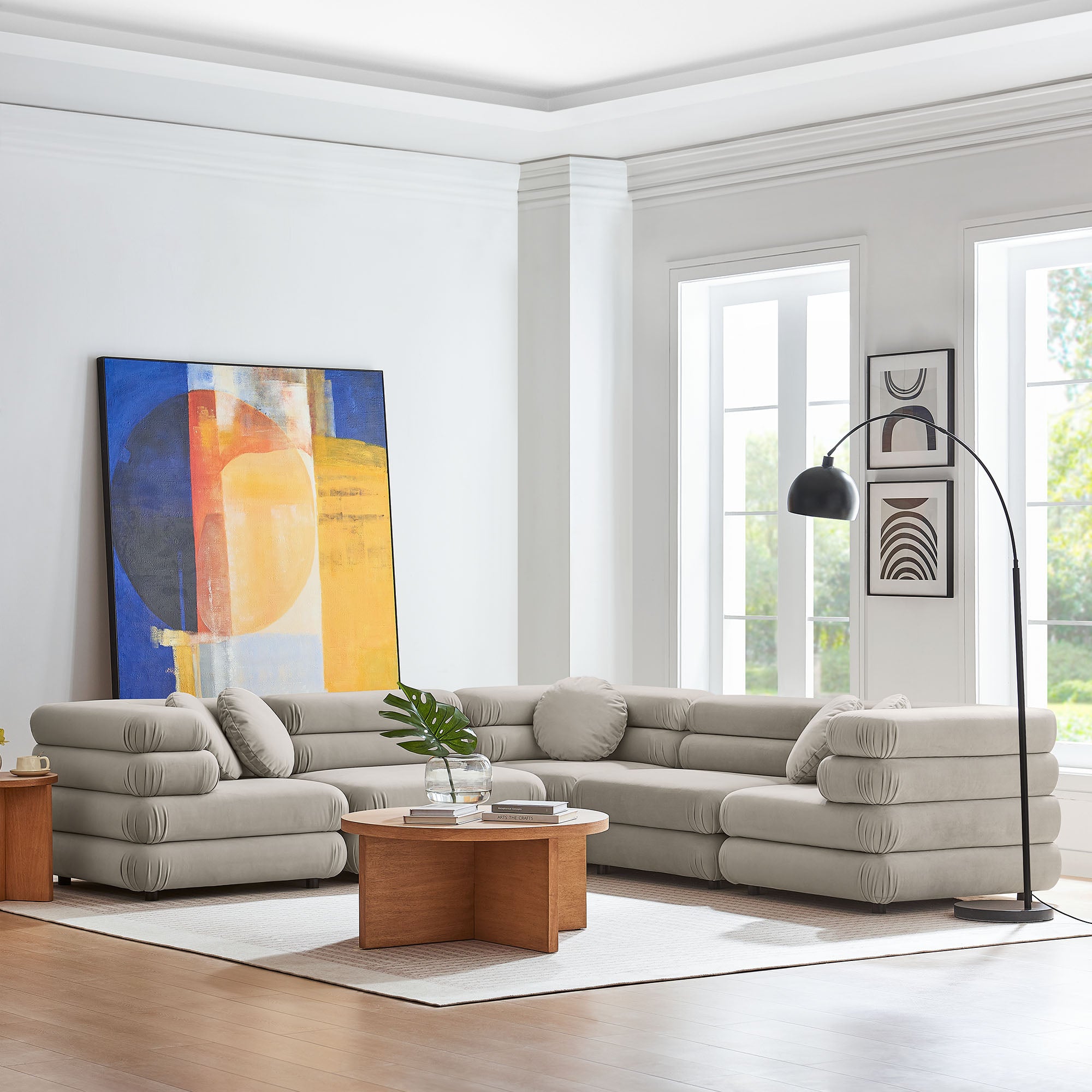 Modway Jubilee 5-Piece Modular Performance Velvet Sectional Sofa