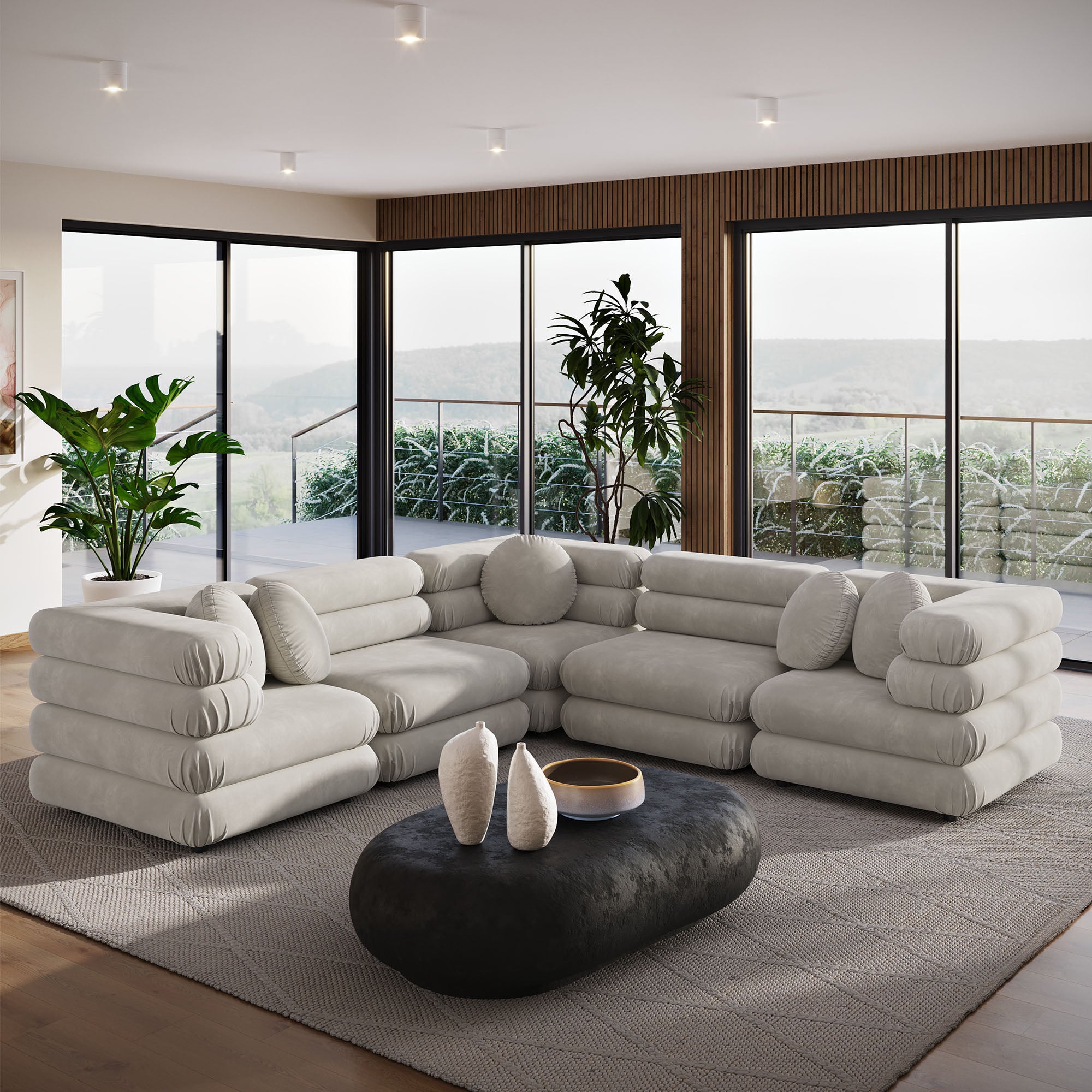Modway Jubilee 5-Piece Modular Performance Velvet Sectional Sofa