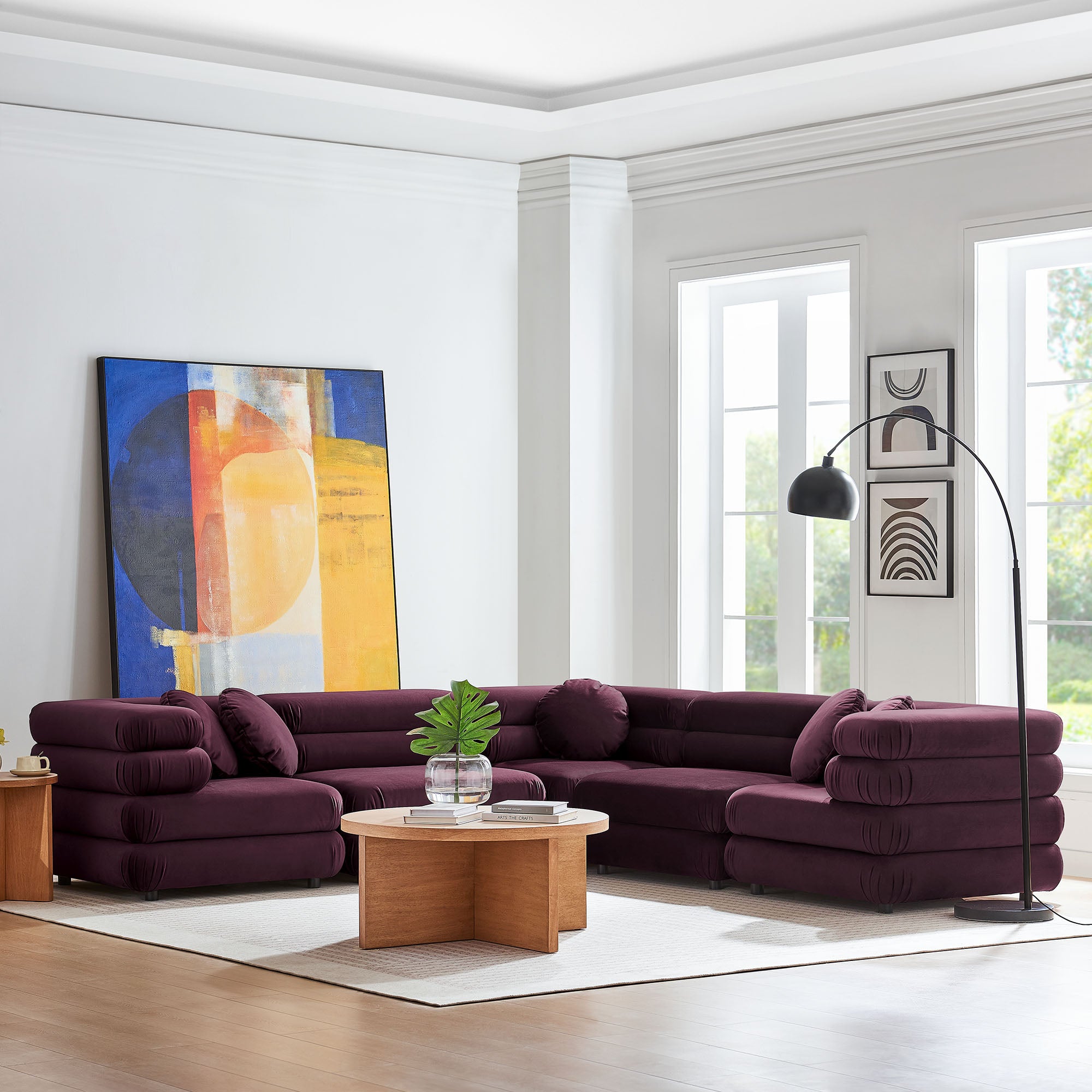 Modway Jubilee 5-Piece Modular Performance Velvet Sectional Sofa