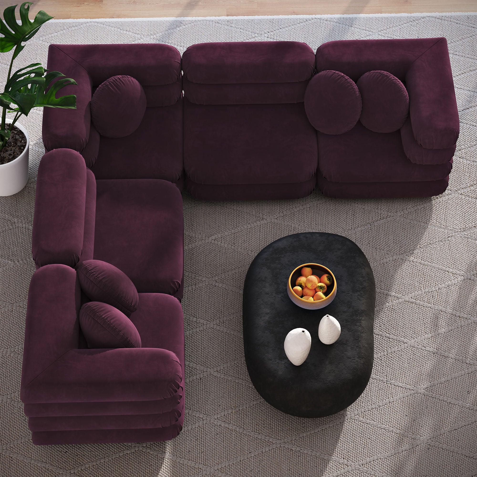 Modway Jubilee 5-Piece Modular Performance Velvet Sectional Sofa