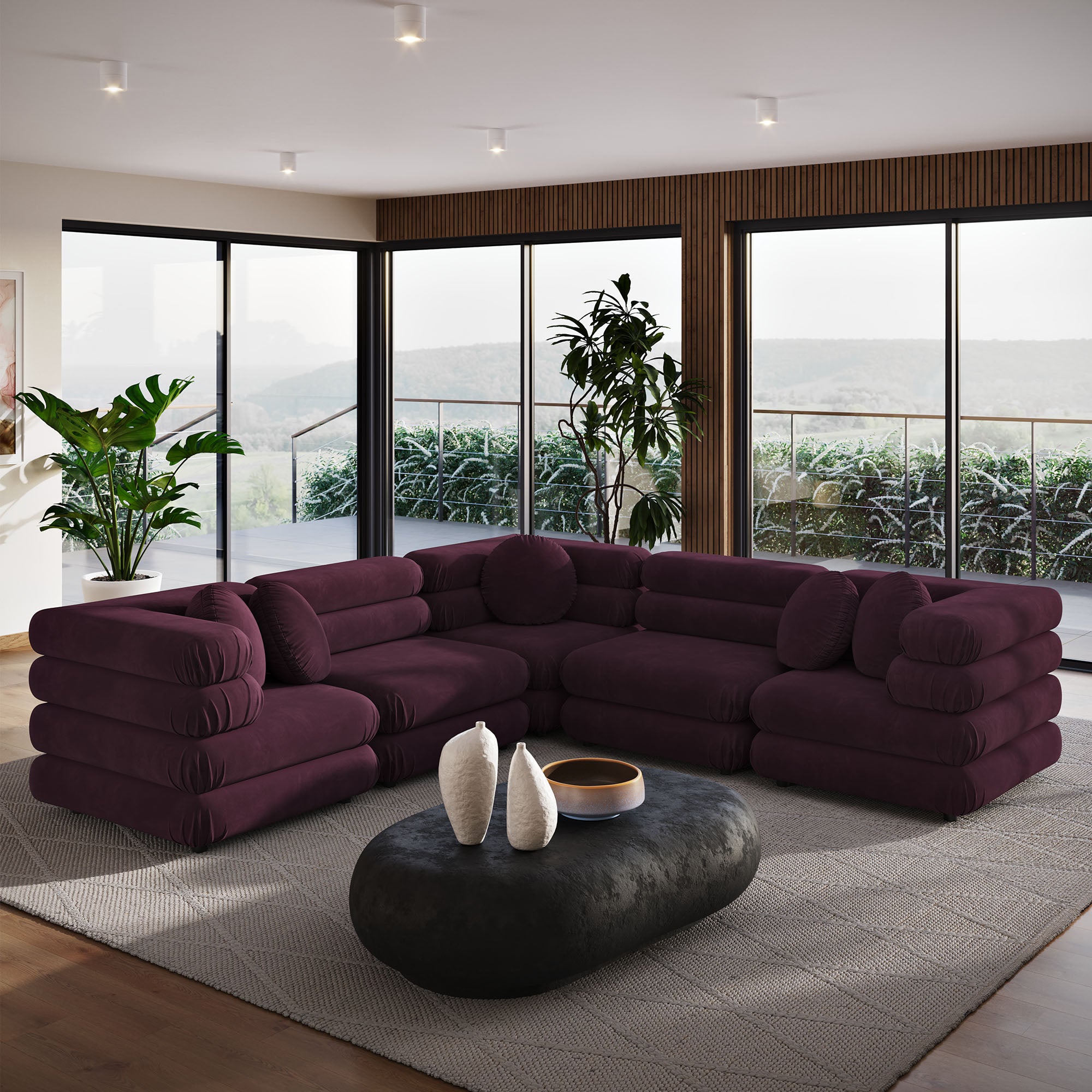 Modway Jubilee 5-Piece Modular Performance Velvet Sectional Sofa