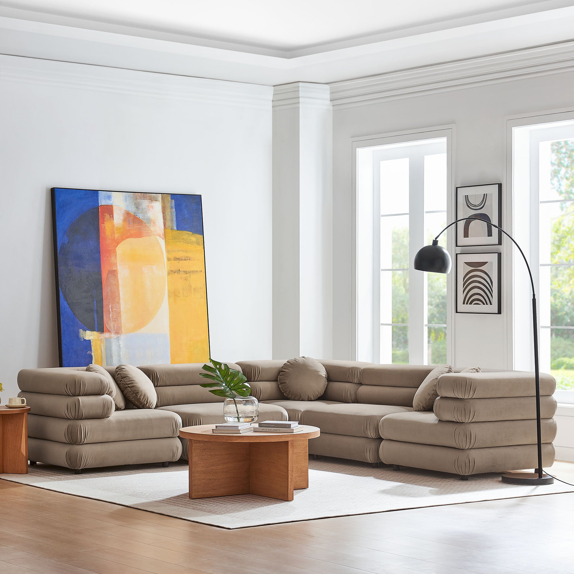 Modway Jubilee 5-Piece Modular Performance Velvet Sectional Sofa