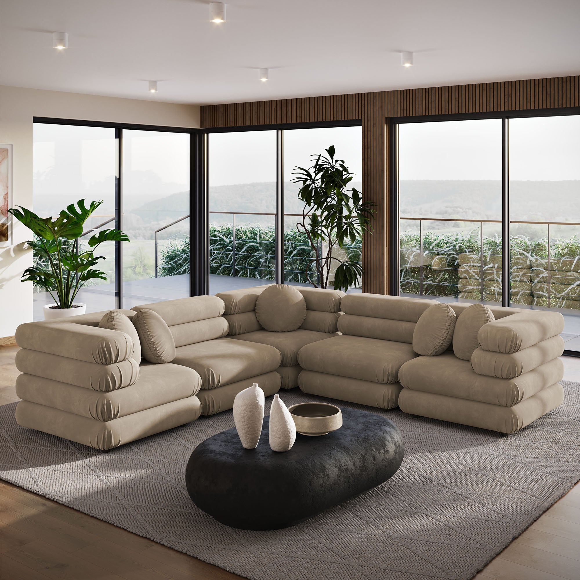 Modway Jubilee 5-Piece Modular Performance Velvet Sectional Sofa