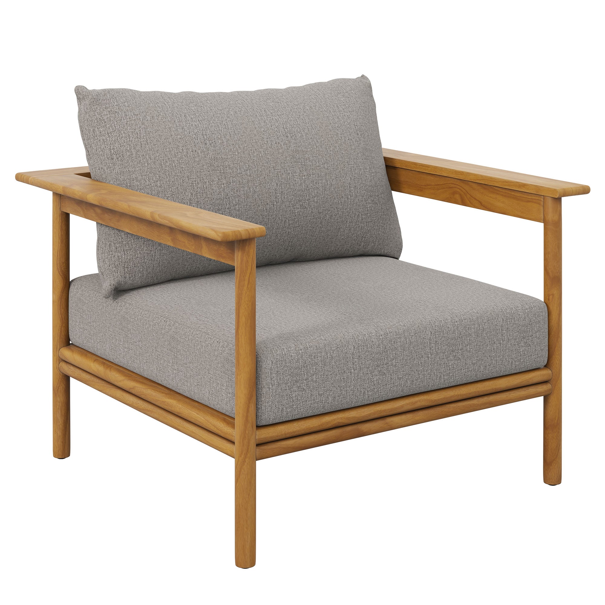 Modway Wren Outdoor Patio Teak Wood Armchair and Ottoman Set