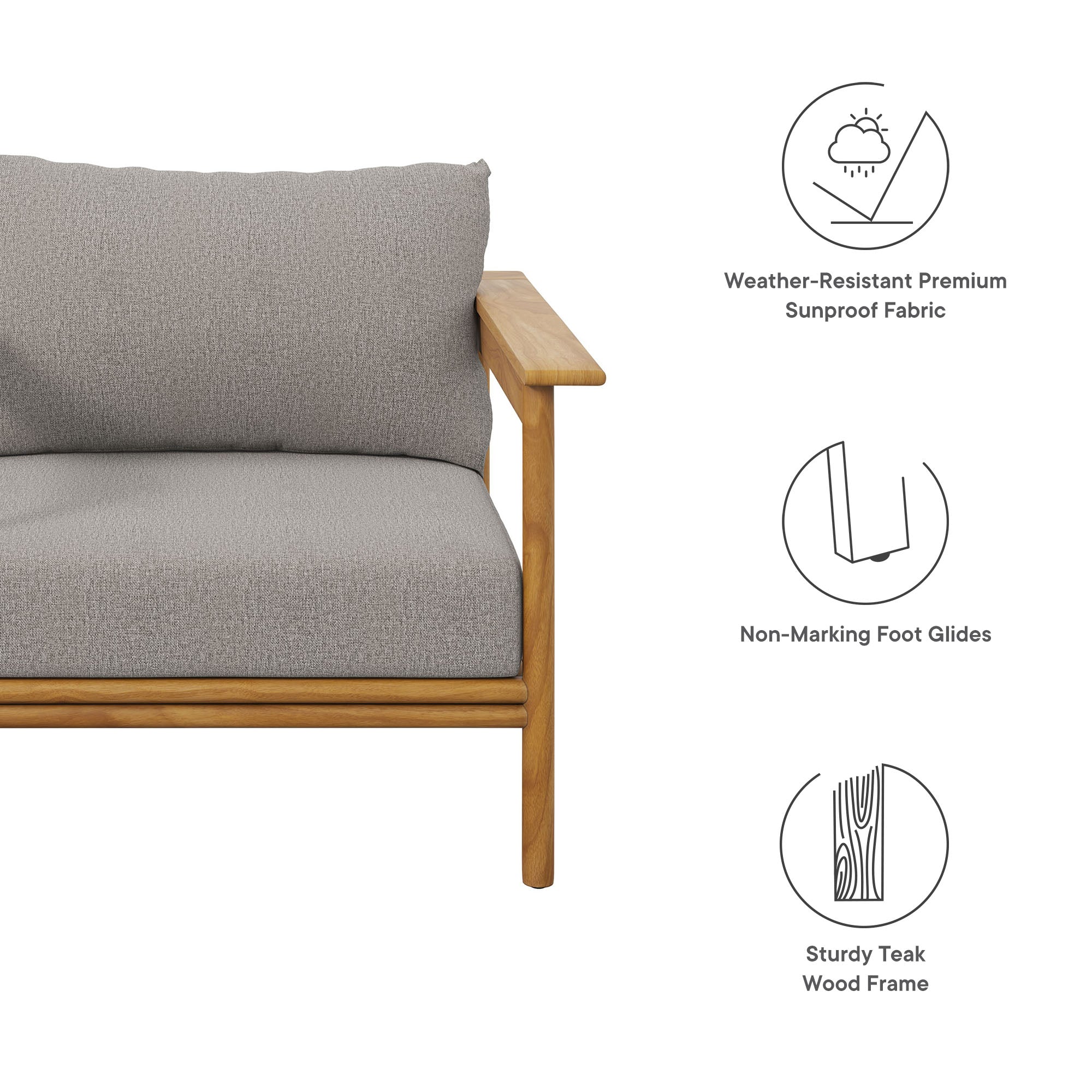 Modway Wren Outdoor Patio Teak Wood Armchair