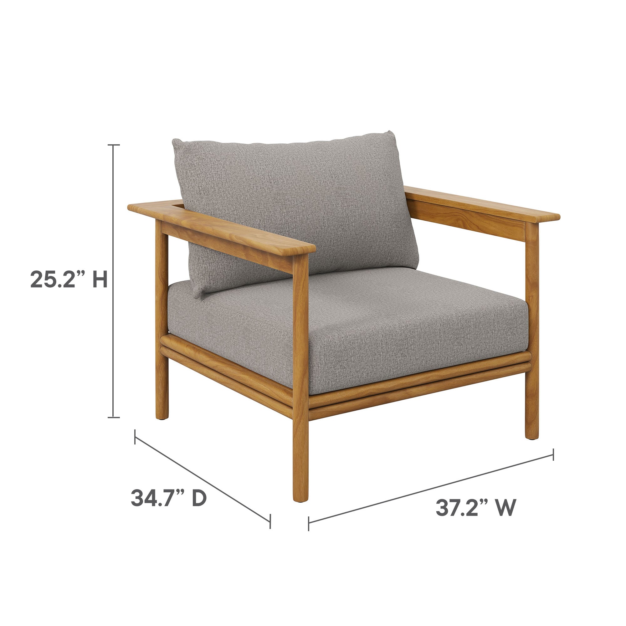 Modway Wren Outdoor Patio Teak Wood Armchair and Ottoman Set