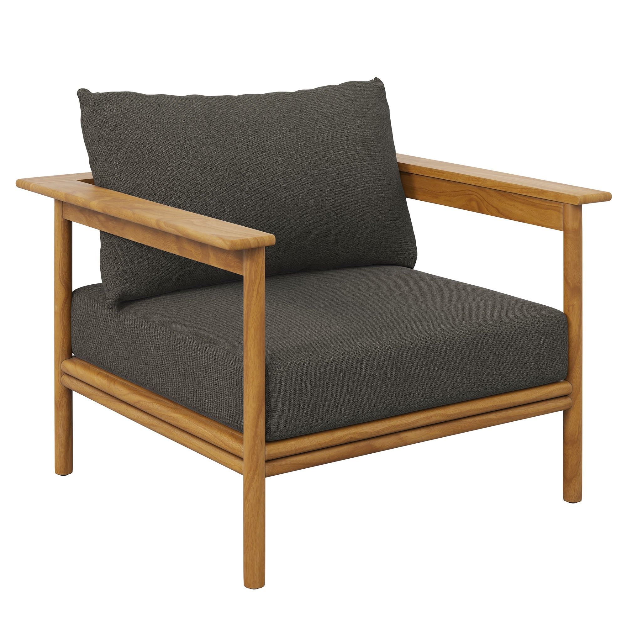 Modway Wren Outdoor Patio Teak Wood Armchair and Ottoman Set