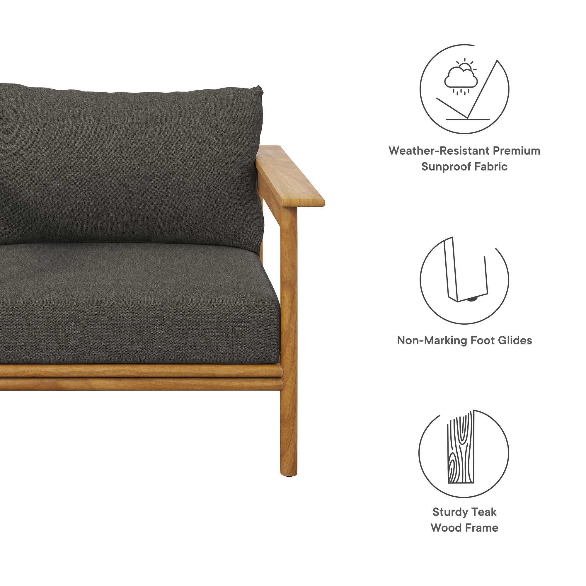 Modway Wren Outdoor Patio Teak Wood Armchair