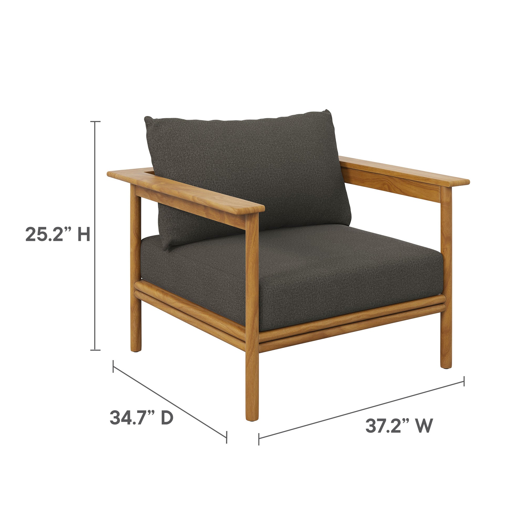 Modway Wren Outdoor Patio Teak Wood Armchair and Ottoman Set