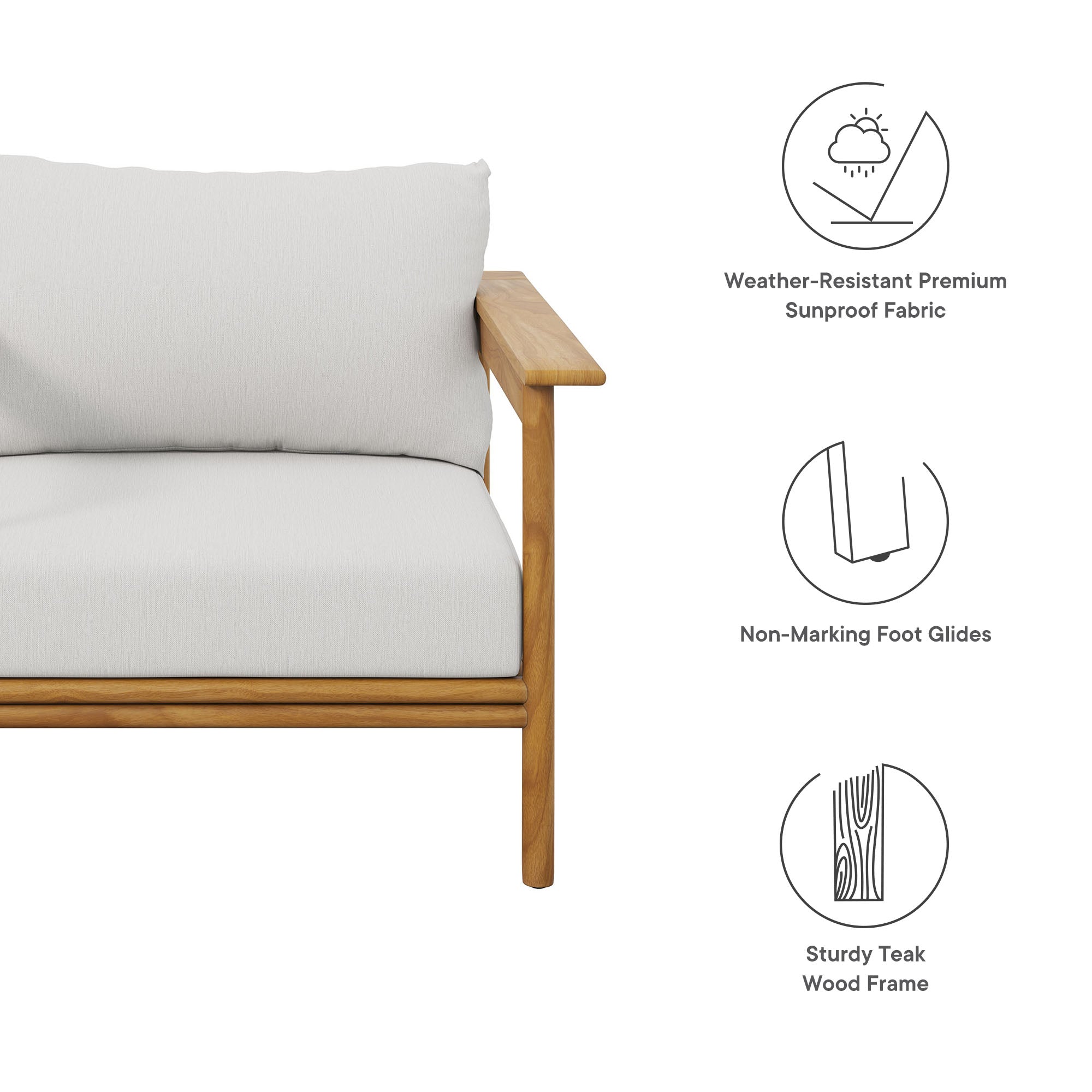 Modway Wren Outdoor Patio Teak Wood Armchair