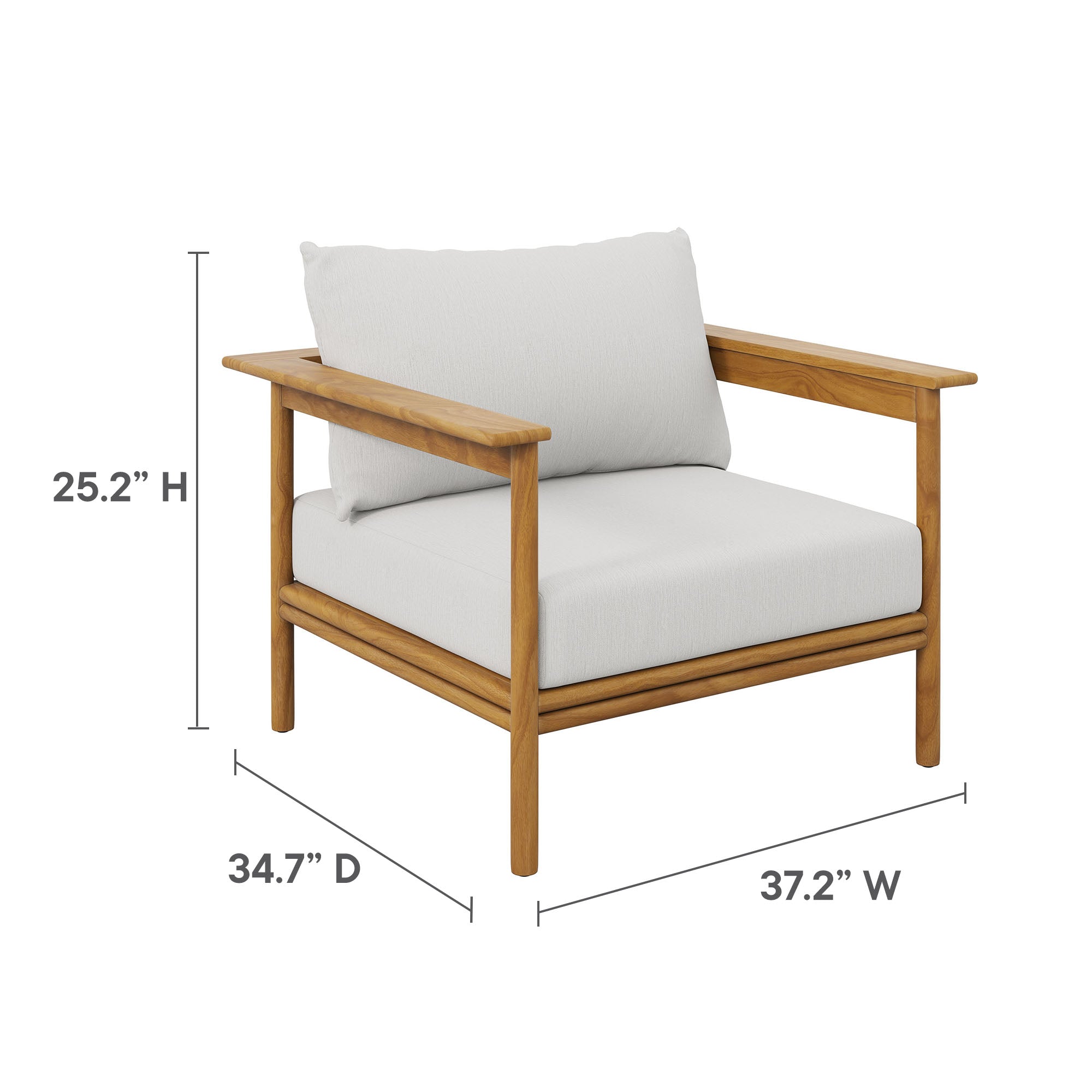 Modway Wren Outdoor Patio Teak Wood Armchair and Ottoman Set