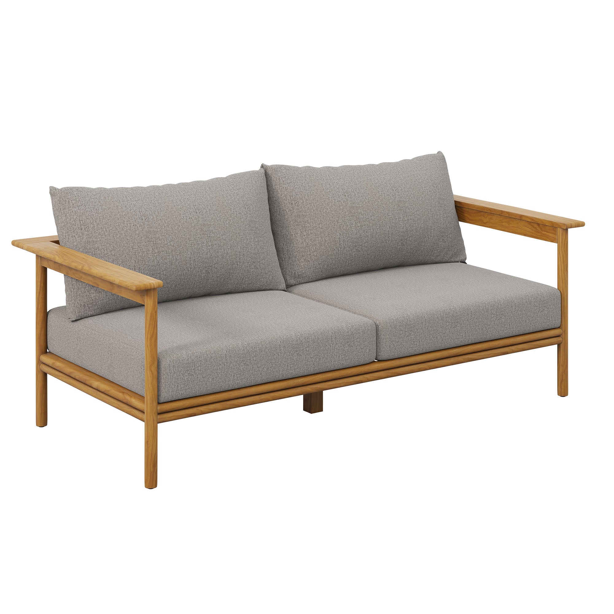 Modway Wren 2-Piece Outdoor Patio Teak Wood Sofa and Ottoman Set