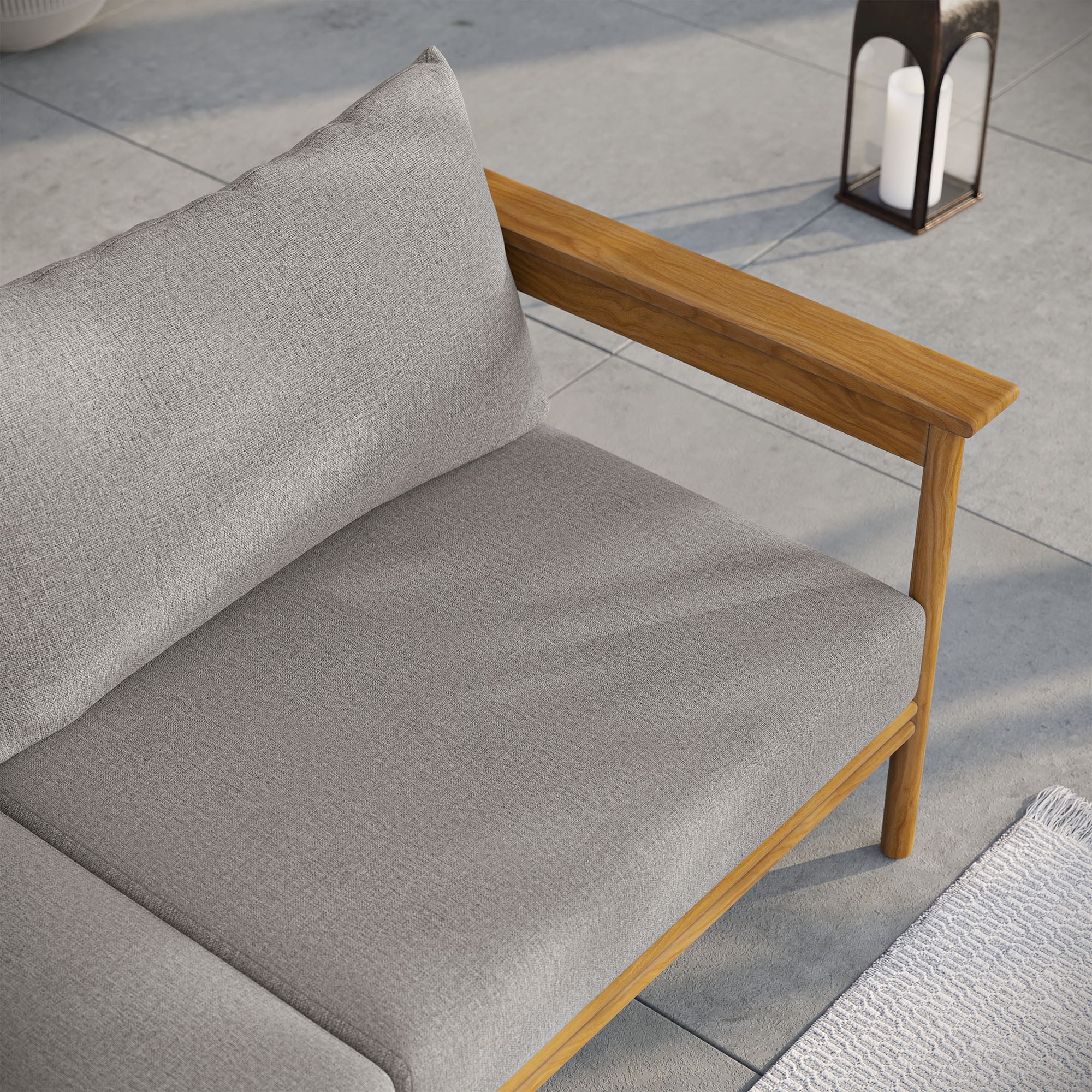 Modway Wren Outdoor Patio Teak Wood Sofa