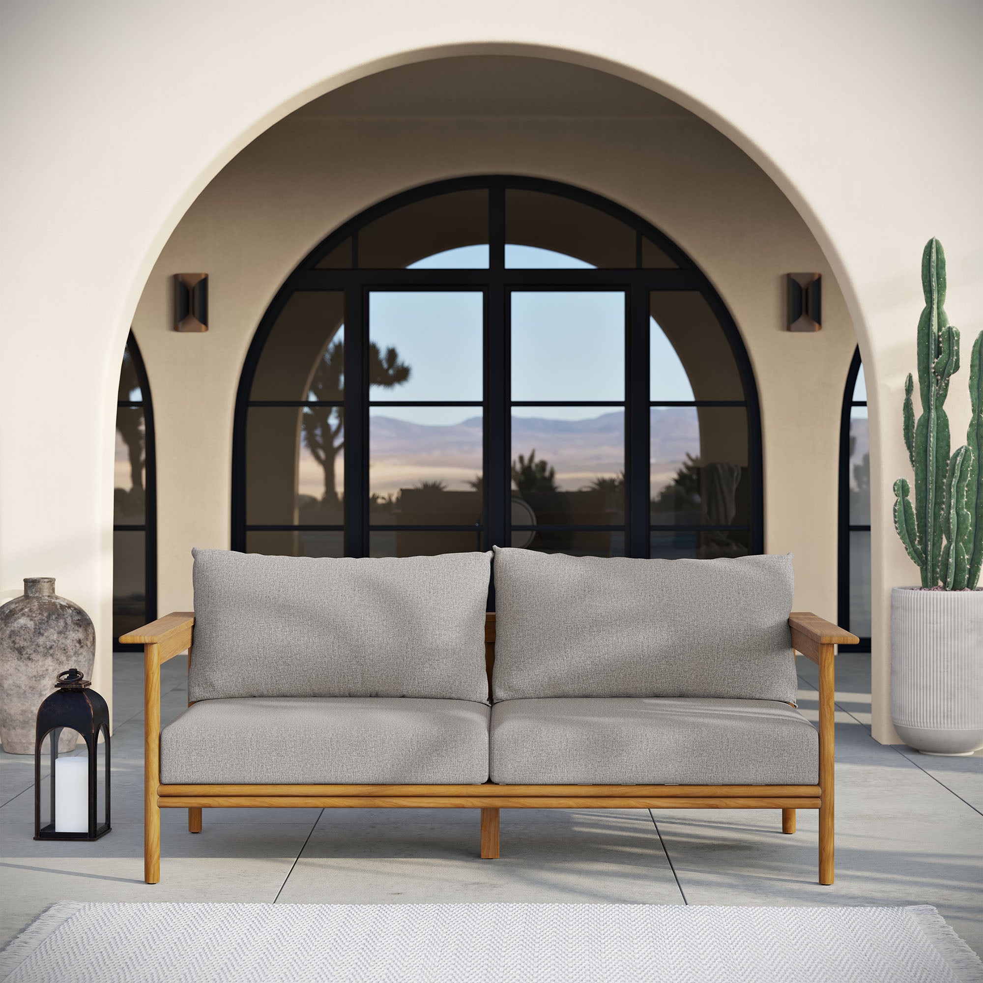 Modway Wren Outdoor Patio Teak Wood Sofa